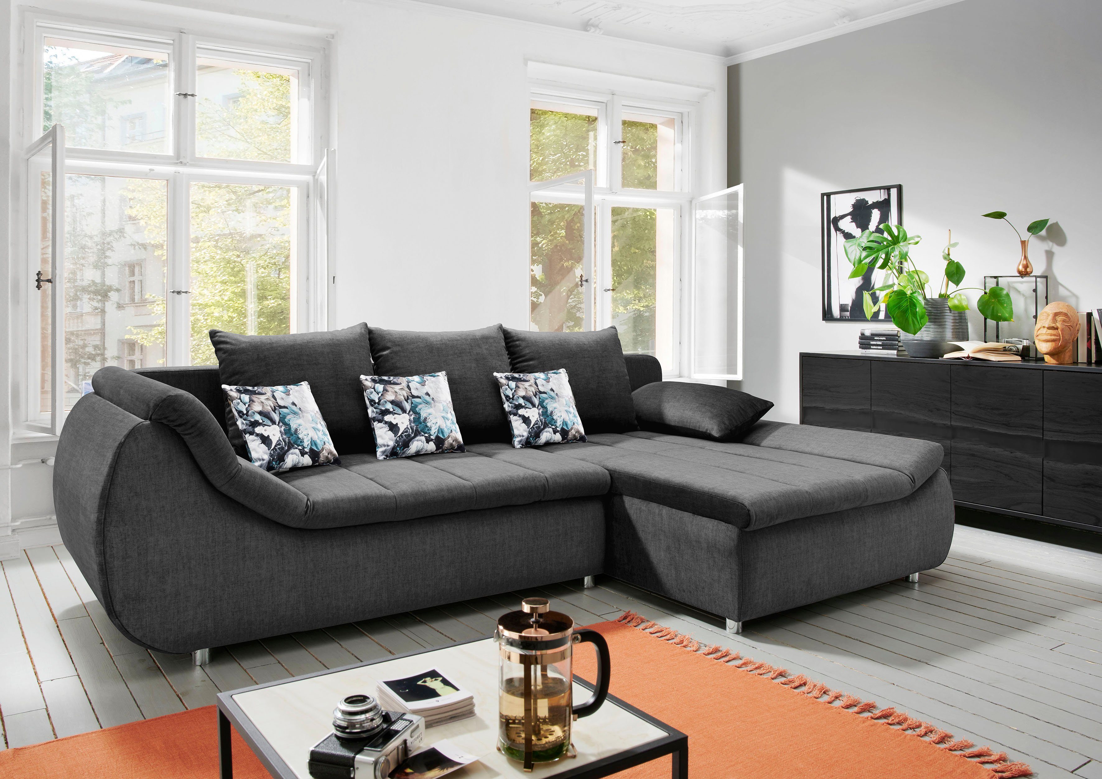 Home affaire Ecksofa Imolaa elegant, Breite 270cm, moderne Sitzsteppung, bequem, L-Form, auch mit Bettfunktion und Bettkasten