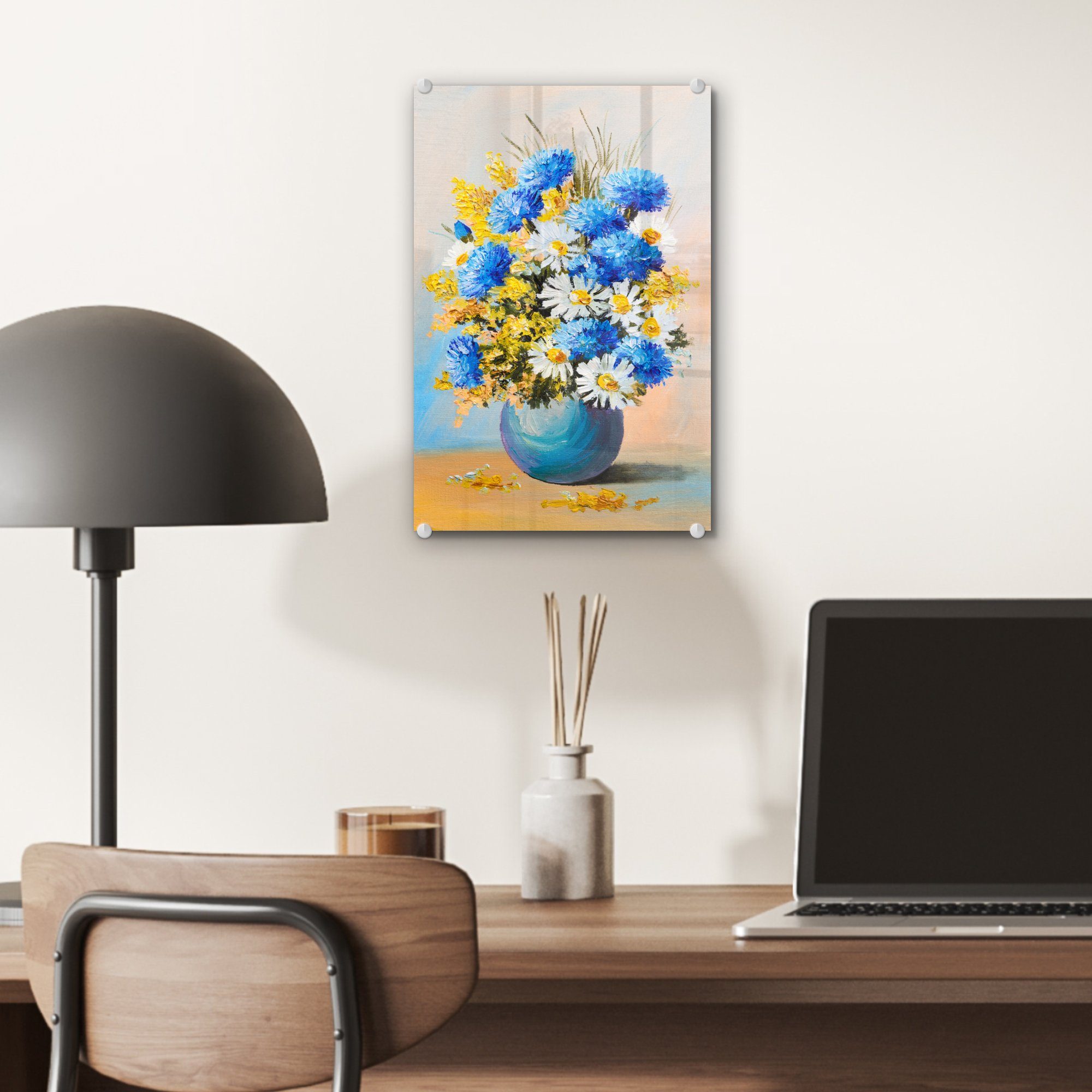 MuchoWow Acrylglasbild Sommerblumen - auf (1 Wanddekoration - - Glas Glas St), Wandbild Foto Ölfarben, Glasbilder Bilder - auf