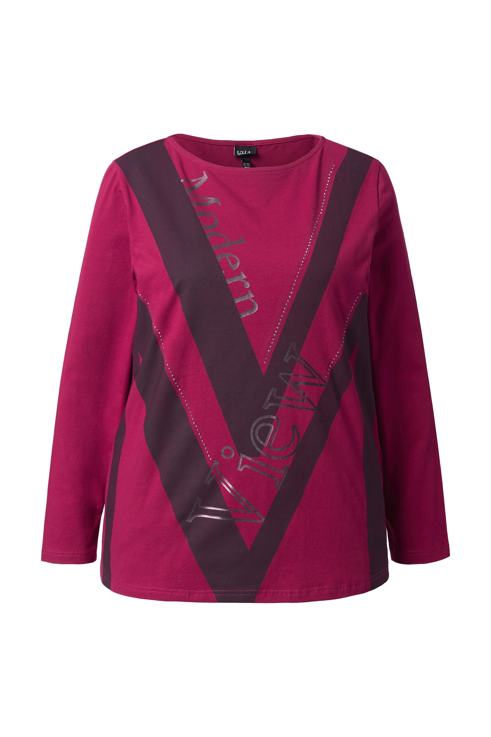 Ulla Popken Longsleeve Shirt Buchstaben U-Boot-Ausschnitt Langarm günstig online kaufen