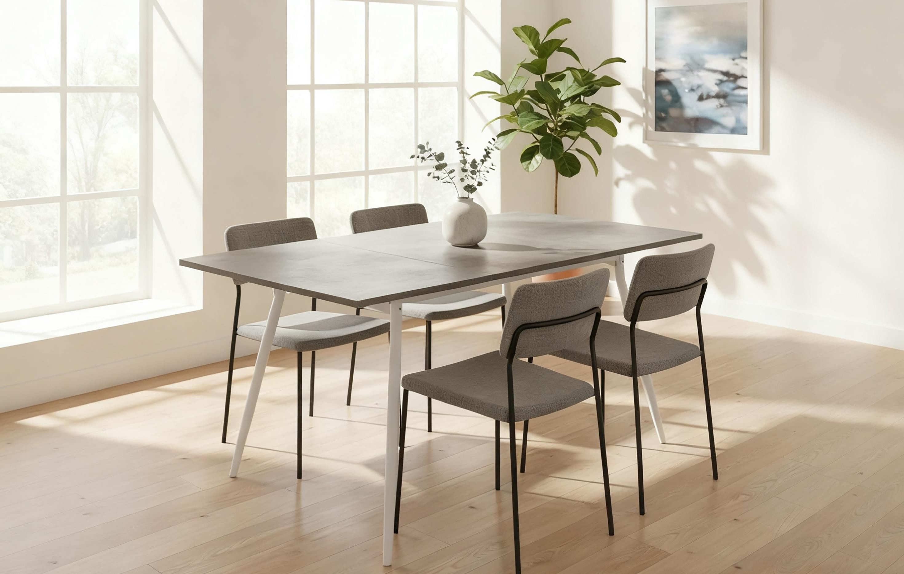 B&D home Esstisch LIO, Metallgestell schwarz oder weiß, ausziehbar, 4-6 Personen