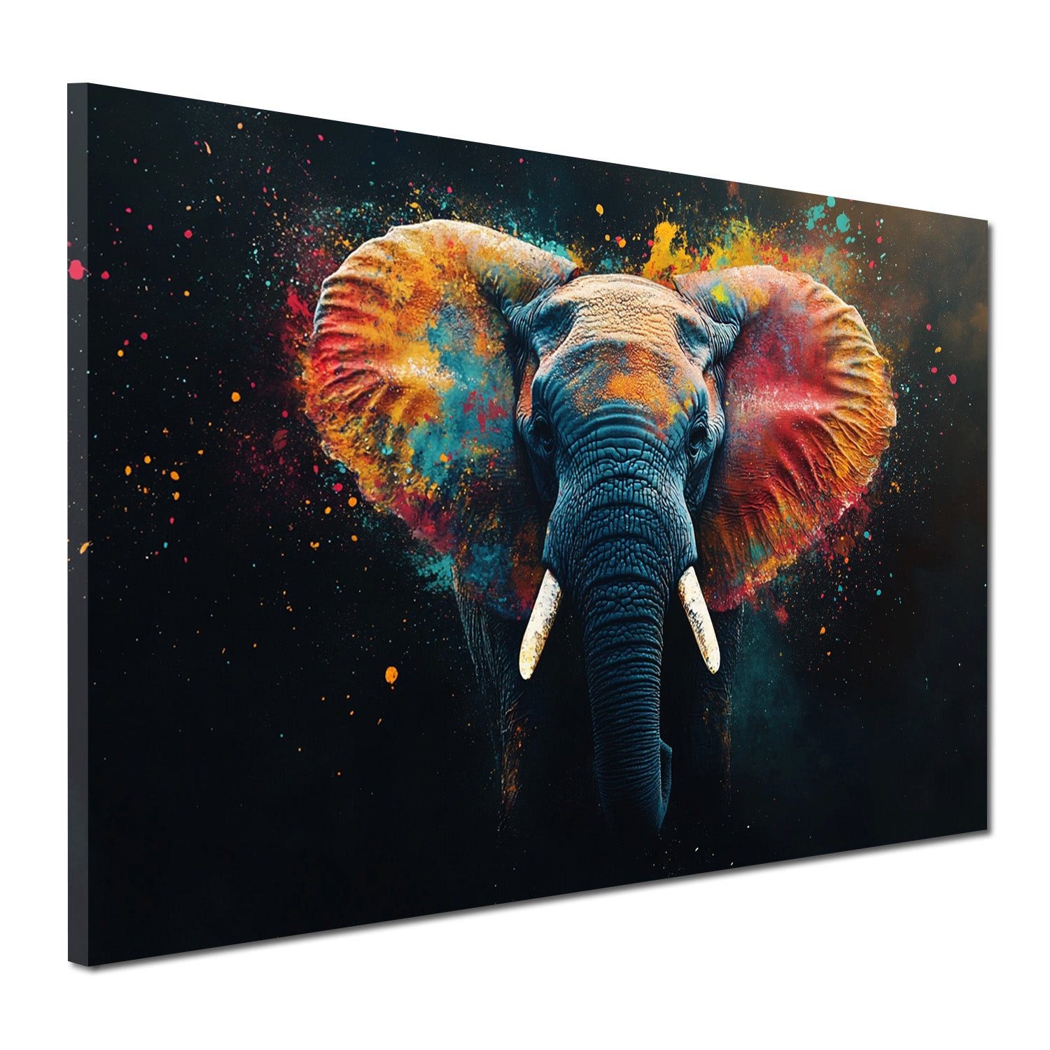 Artedinoi Leinwandbild Abstrakt Elefant Pop Art Black Style Wandbild Leinwandbild Kunstdruck, Elefant in Schwarz, abstrakt