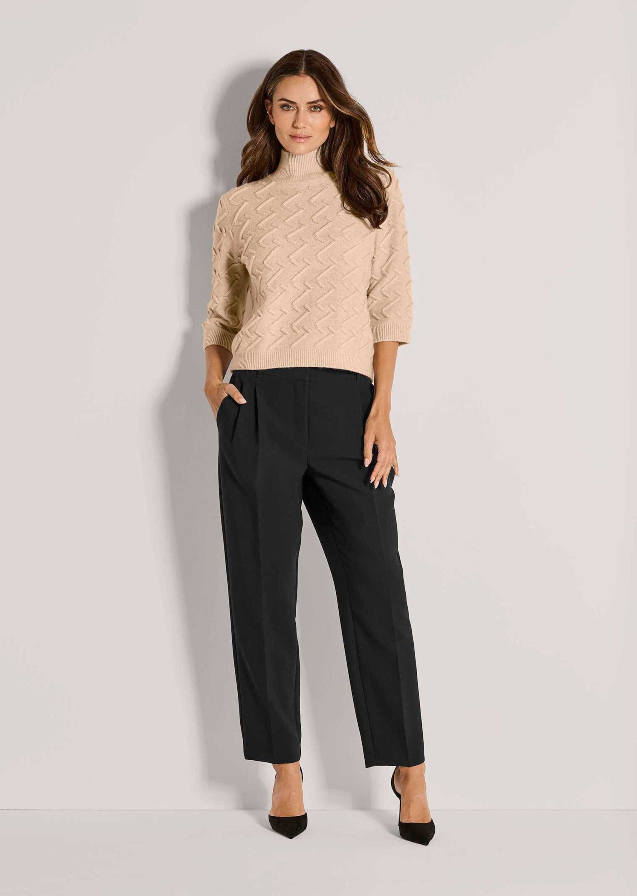 Strickpullover Eleganter Wollpullover mit Zick-Zack-Struktur