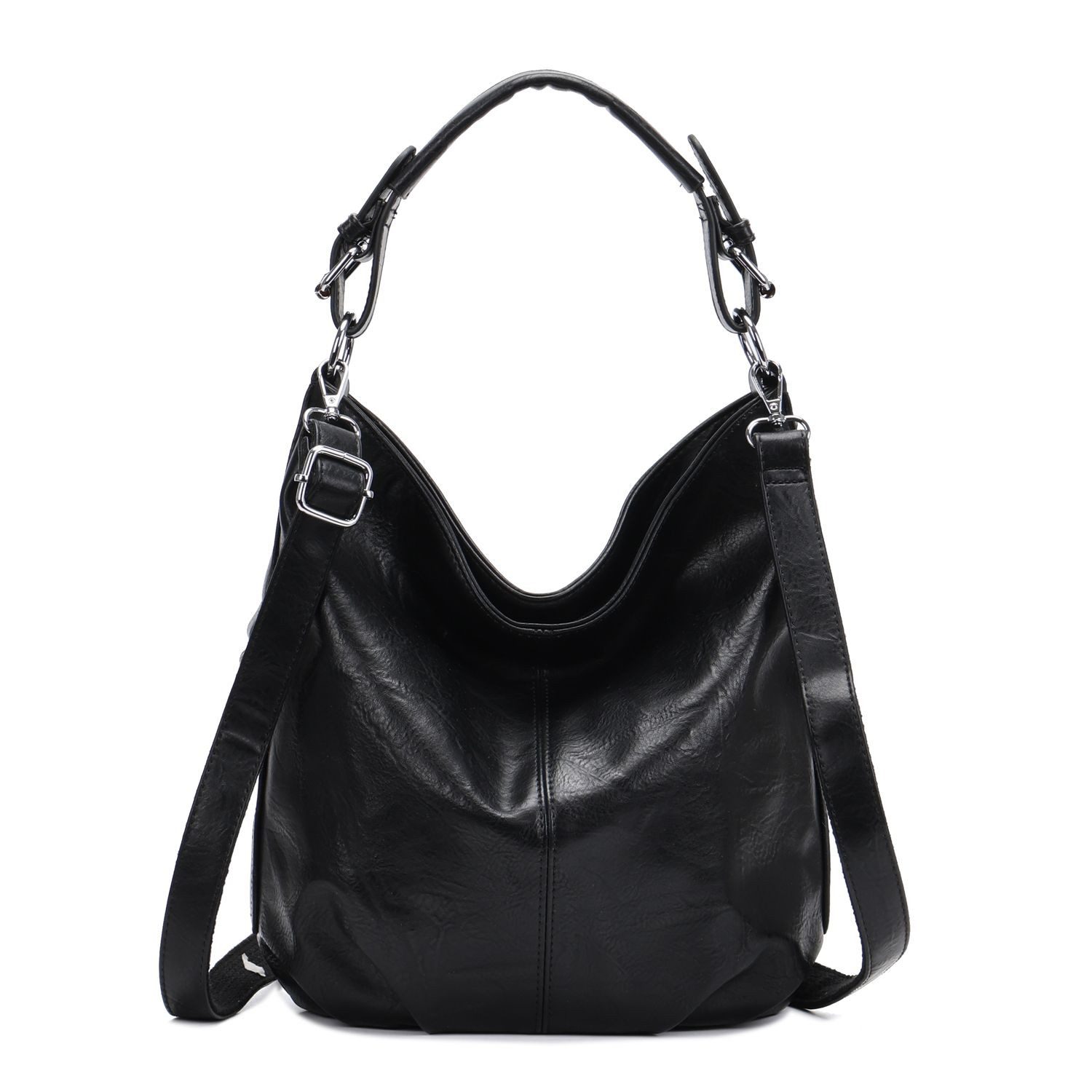 ITALYSHOP24 Schultertasche DAMEN SHOPPER Hobo Bag Umhängetasche Handtasche City Bag Cross-Over (Spar-Set: Henkel Tasche mit Schultergurt, Workbag Leder Optik, 2-tlg., mit Henkel und Schultergurt), Damentasche Freizeit Abend Leder Optik Henkeltasche Reise Crossbody