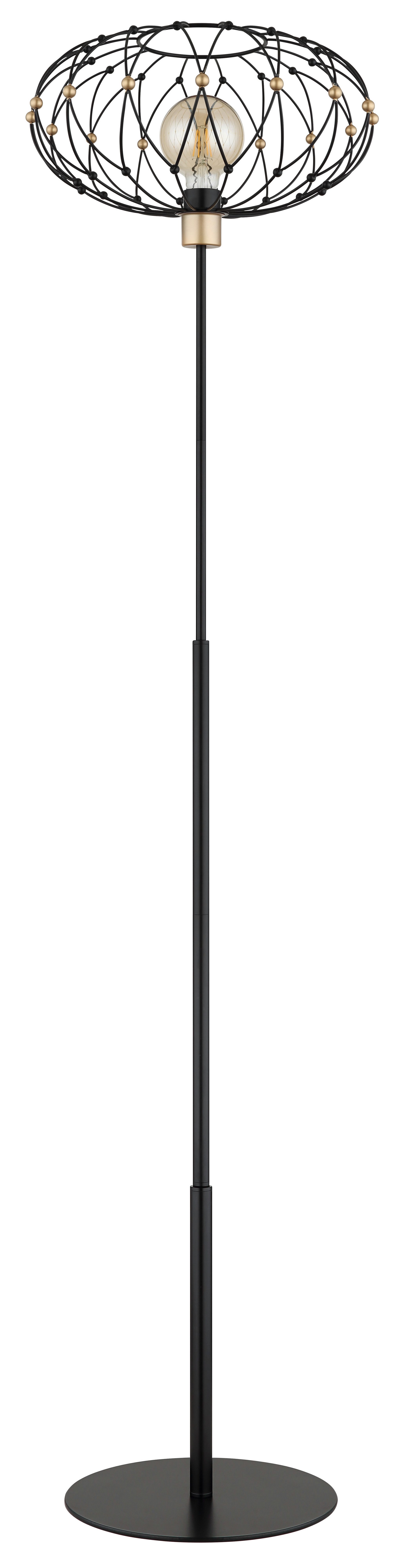 GLOBO LIGHTING Stehlampe GREYS, ohne Leuchtmittel, Stehleuchte Schwarz/Gold, Metallgeflecht, Fußtritt, E27