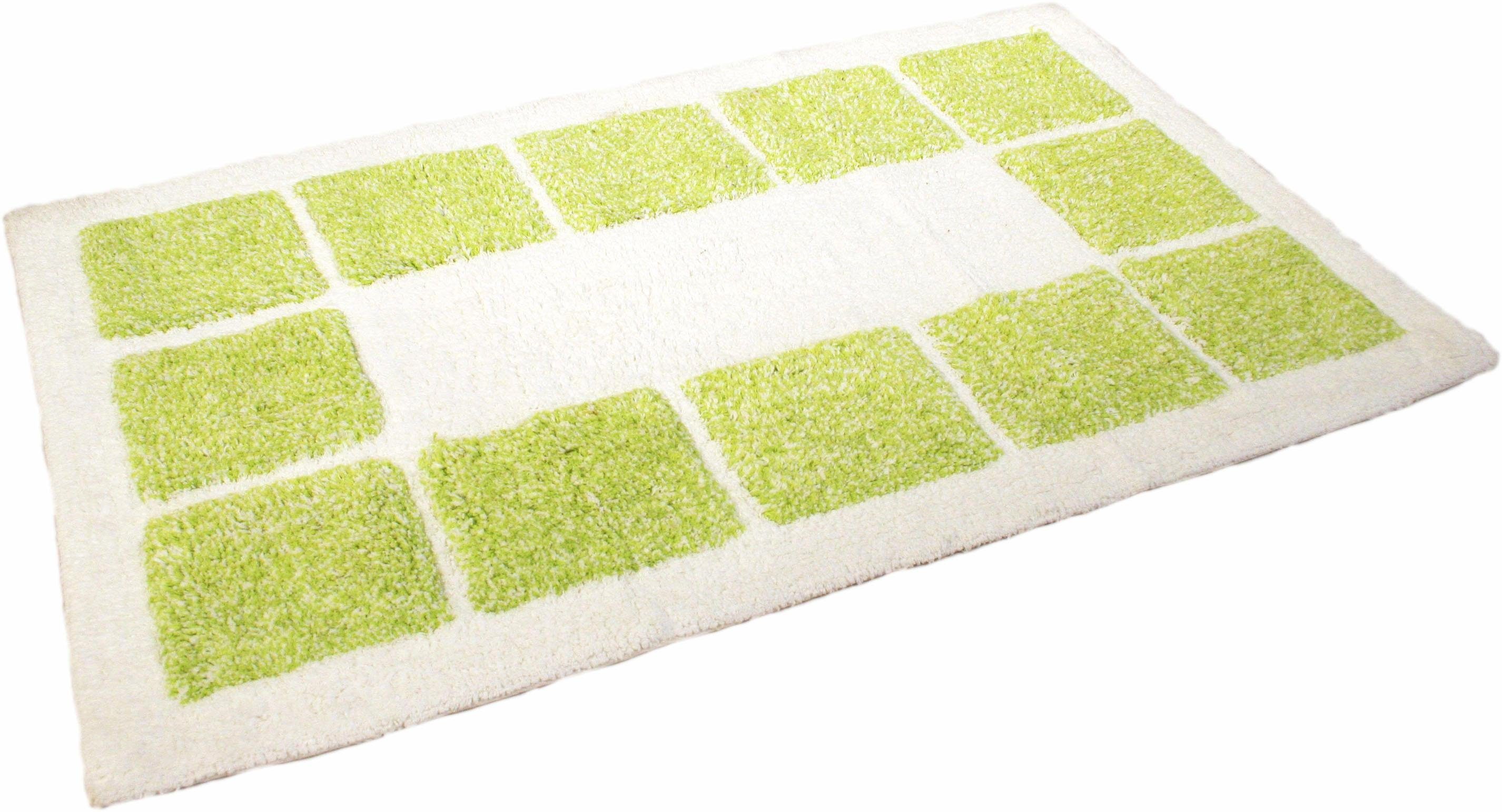 MESANA Badematte Karo Melange, Badvorleger, Badezimmer Teppich, Höhe 15 mm, rutschhemmend beschichtet, fußbodenheizungsgeeignet, Baumwolle, quadratisch, modernes Design, mit Bordüre, rechteckig & quadratisch erhältlich