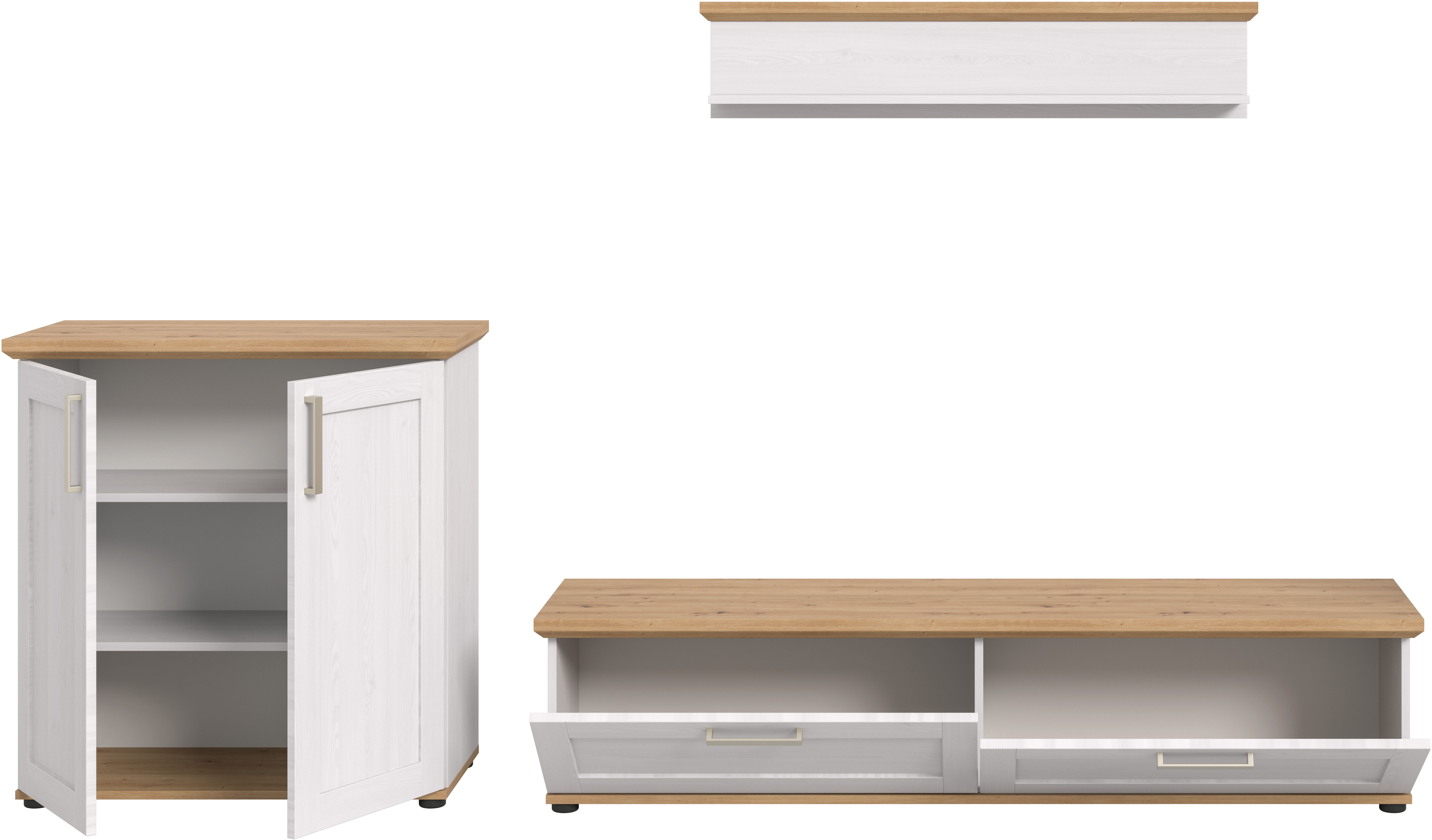 Home affaire Wohnwand Cosenza, (Set, 3-St), Cosenza, Breite: 260 cm, Highboard, Lowboard, Wandboard