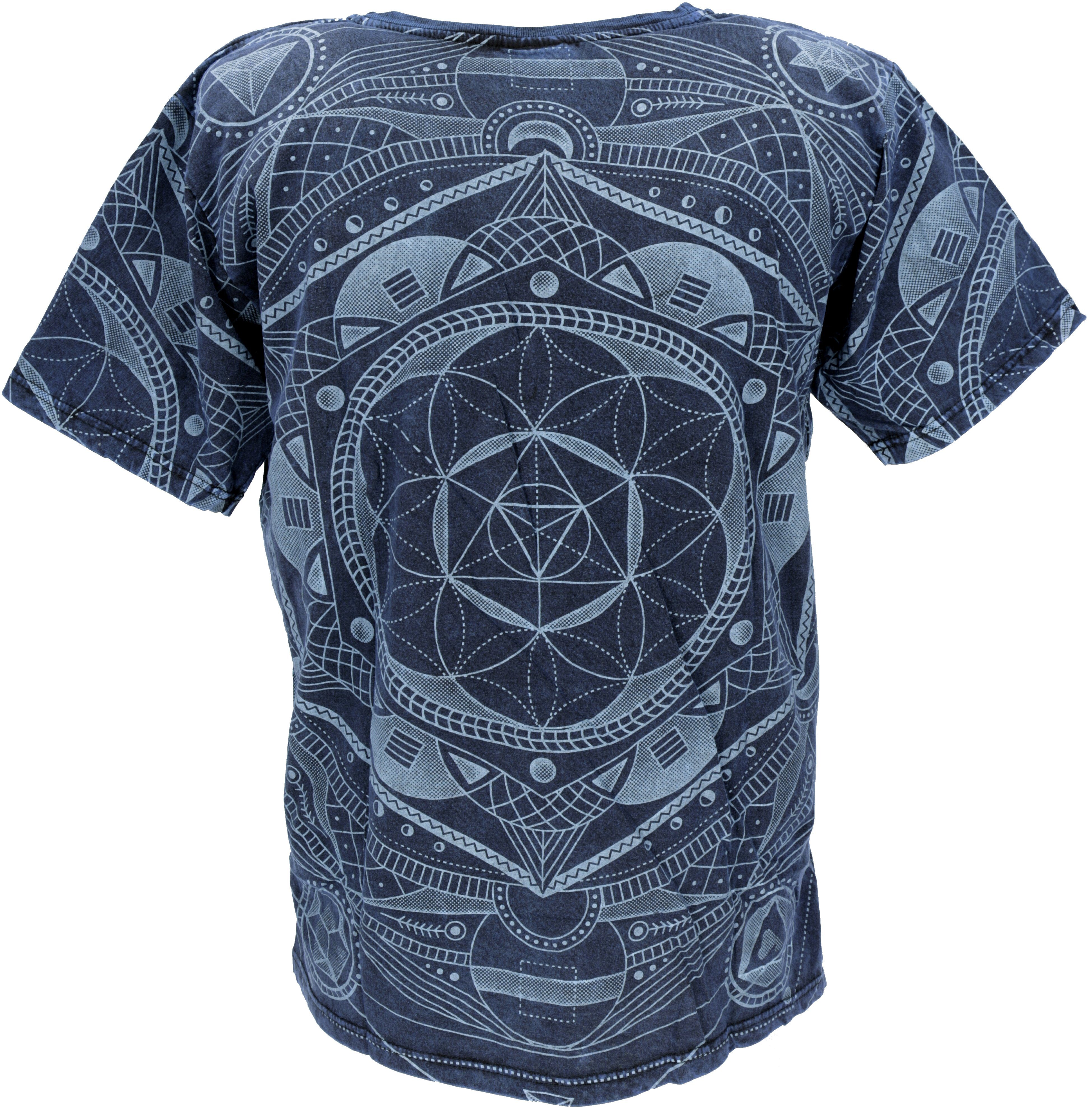 Guru-Shop T-Shirt Tibet & Buddhist dunkelblau Flower of Bekleidung T-Shirt, Art alternative Life
