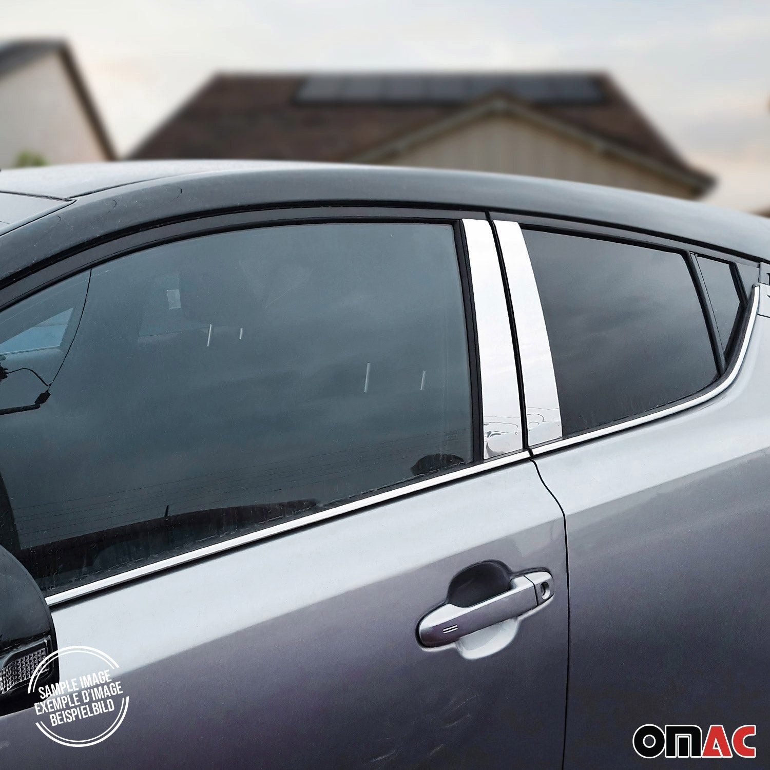 OMAC Zierleisten-Aufkleber B-Säule Türsäulen für Mitsubishi L200 2015-2024 Edelstahl Silber 4x, (4tlg), Langlebig,Einfache Reinigung,Einfache Installation,Rostbeständig