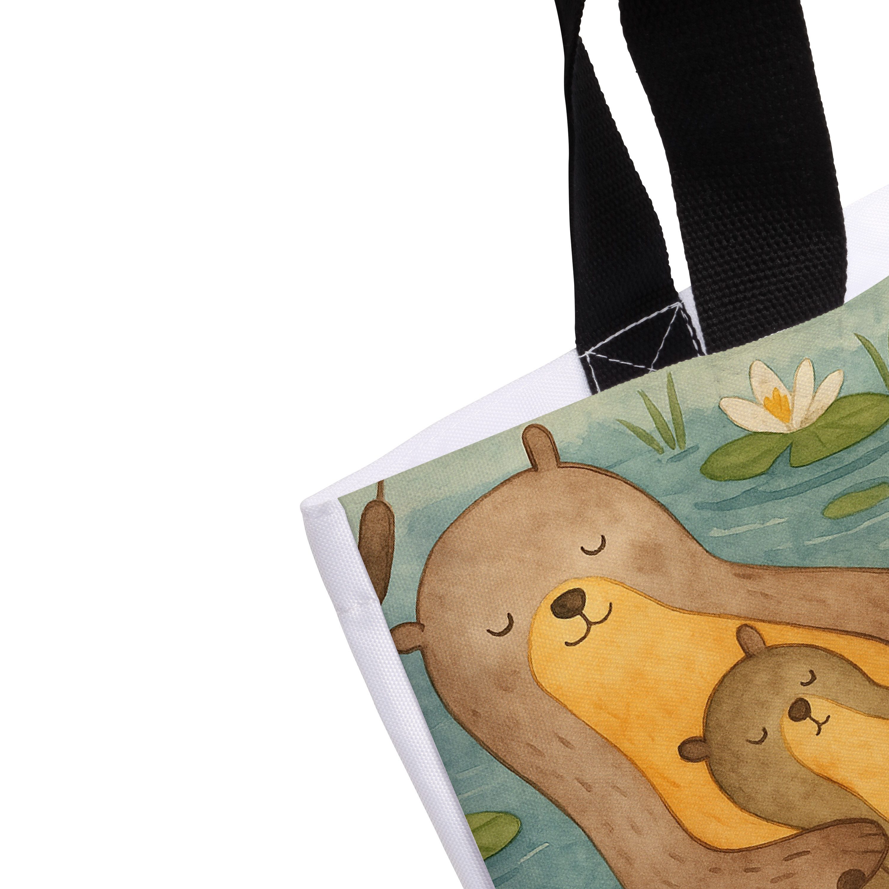 Mr. & Mrs. Panda Shopper Otter Kind Design, Tote Bag, Weiß, Reisetasche, Seeotter, Baby, Mutte (Packung), Seeotter Alltagstasche studententasche