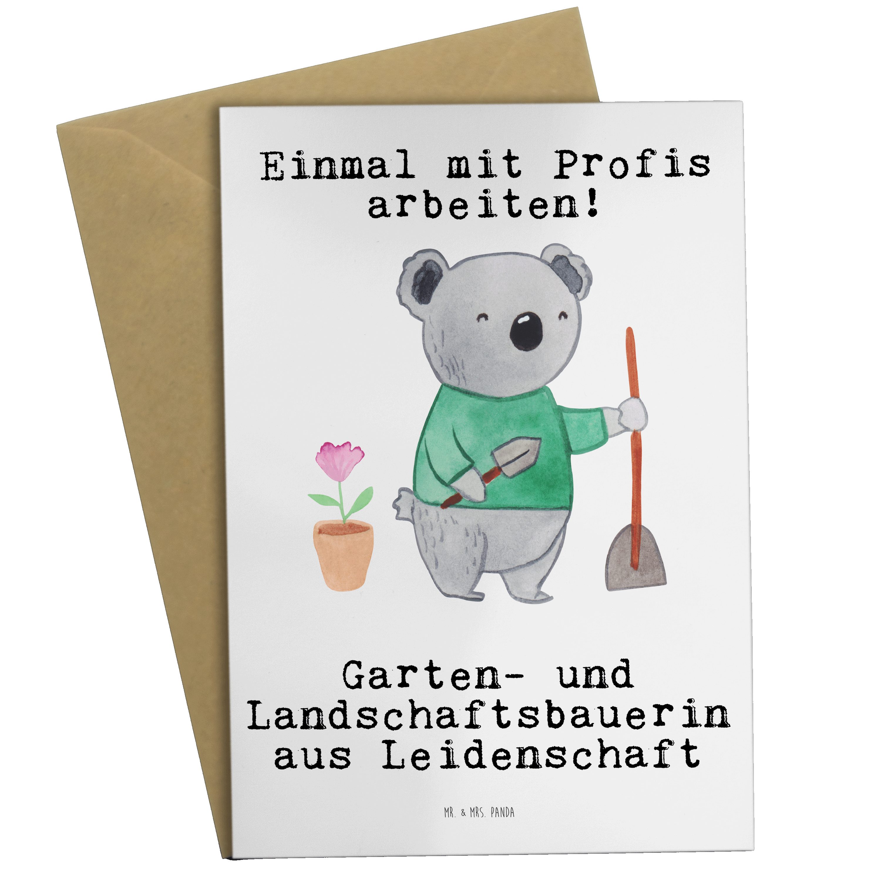 Panda und Ko Grußkarte Mrs. - Leidenschaft Mr. aus Landschaftsbauerin & Garten- - Weiß Geschenk,