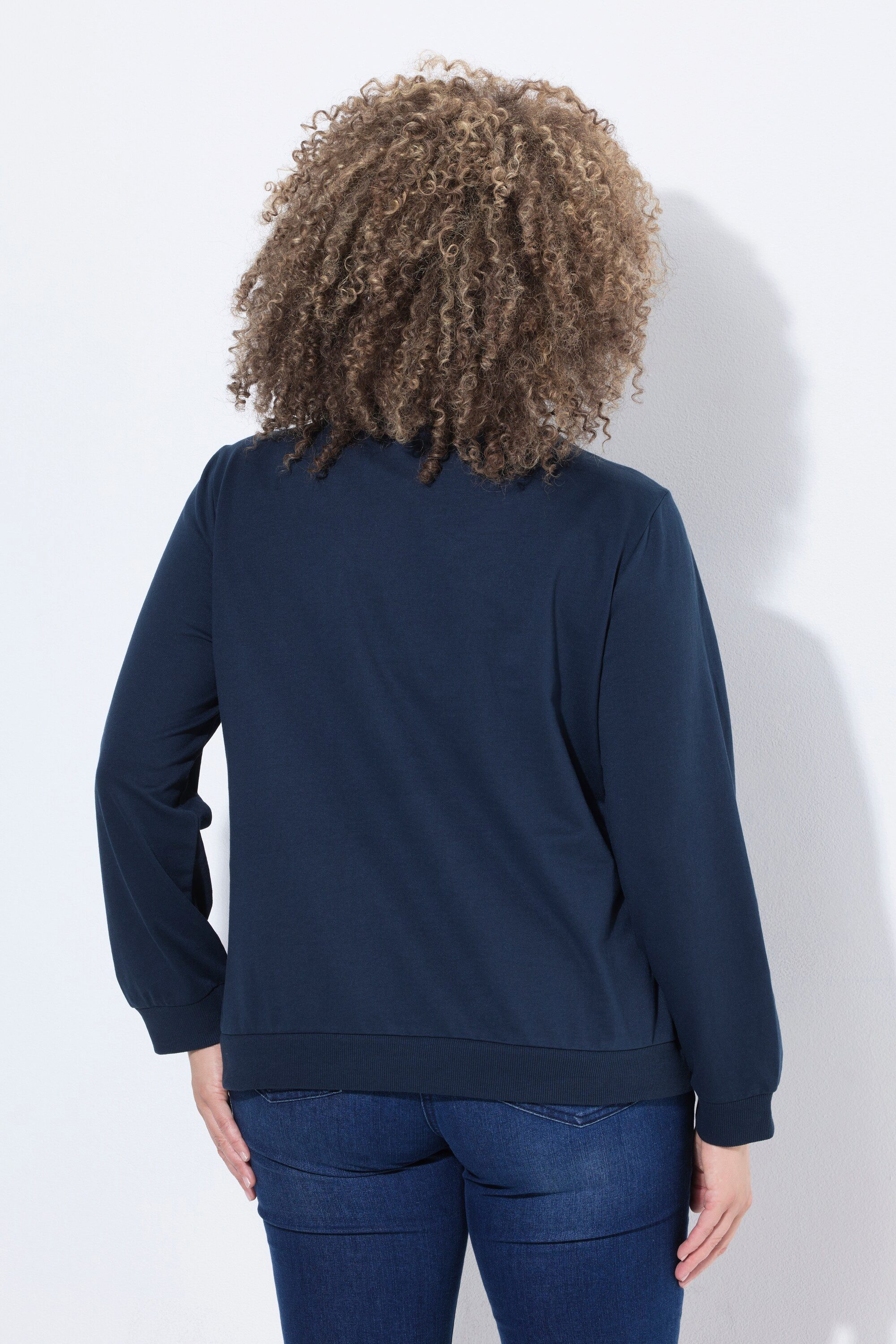 Ulla Popken Sweatshirt Sweatshirt Blumen-Stickerei Rundhals – Bild 3 von 4