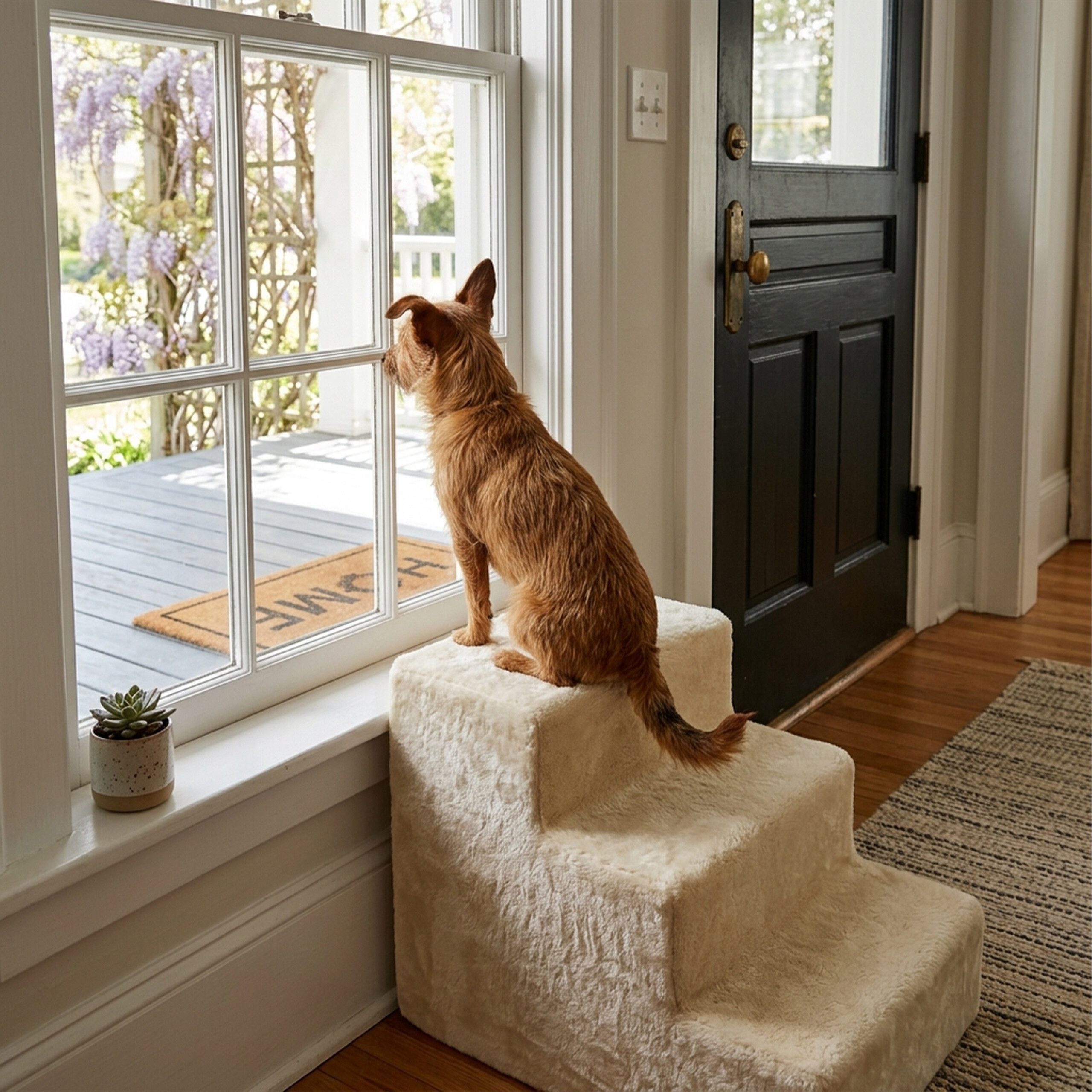 relaxdays Haustiertreppe Hundetreppe mit 3 Stufen, Beige