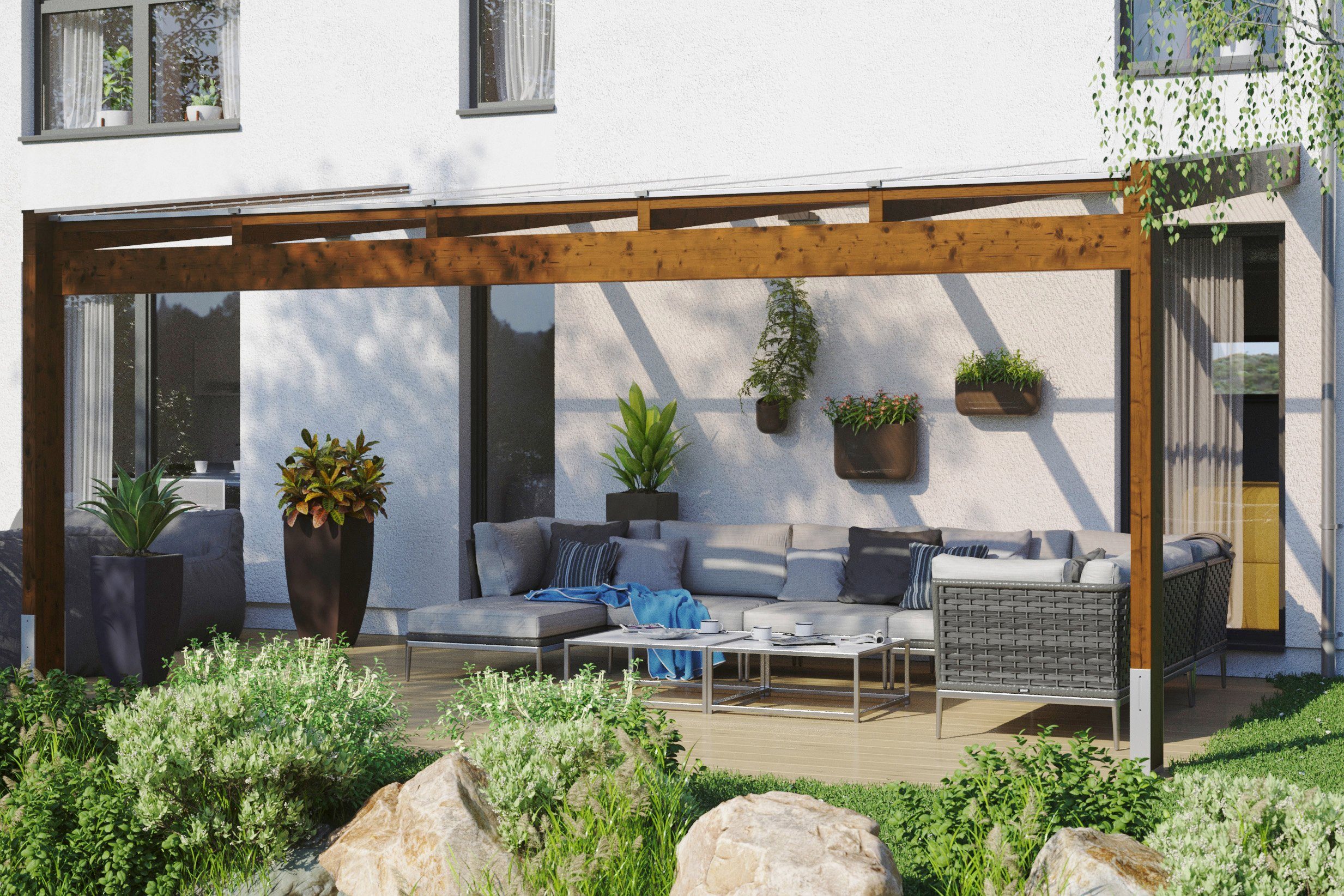 Skanholz Terrassendach Novara, BxT: 557x309 cm, Bedachung Doppelstegplatten, BxT: 557x309 cm