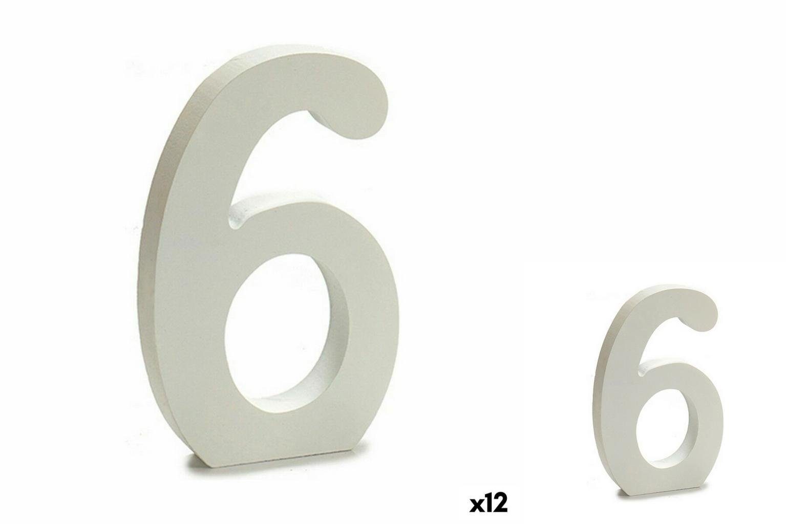 Pincello Dekoobjekt Zahle 6 Holz Weiß 1,8 x 21 x 17 cm 12 Stück | Deko-Objekte