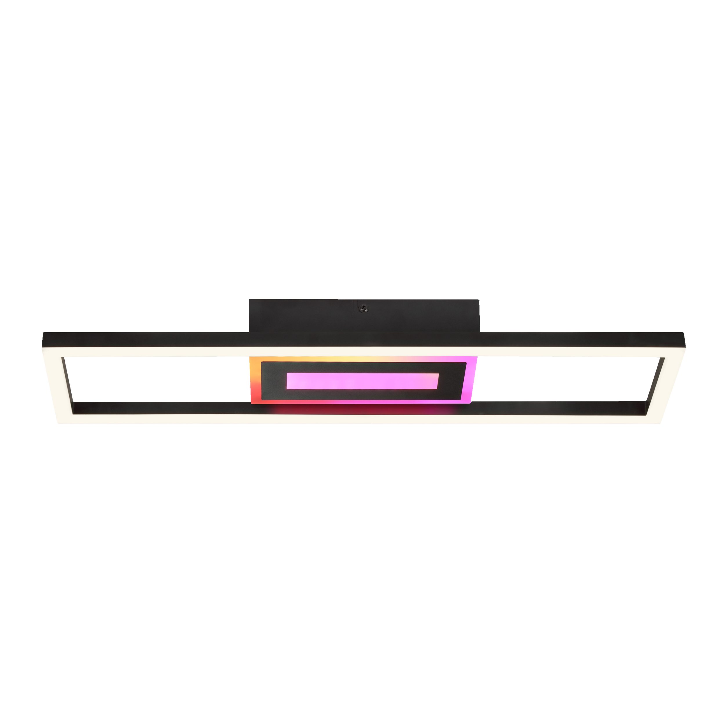 Lightbox Deckenleuchte, CCT - über Fernbedienung, LED fest integriert, warmweiß - kaltweiß, LED Profil Deckenlampe, CCT, RGB, Fernbedienung, 55x16cm, Schwarz