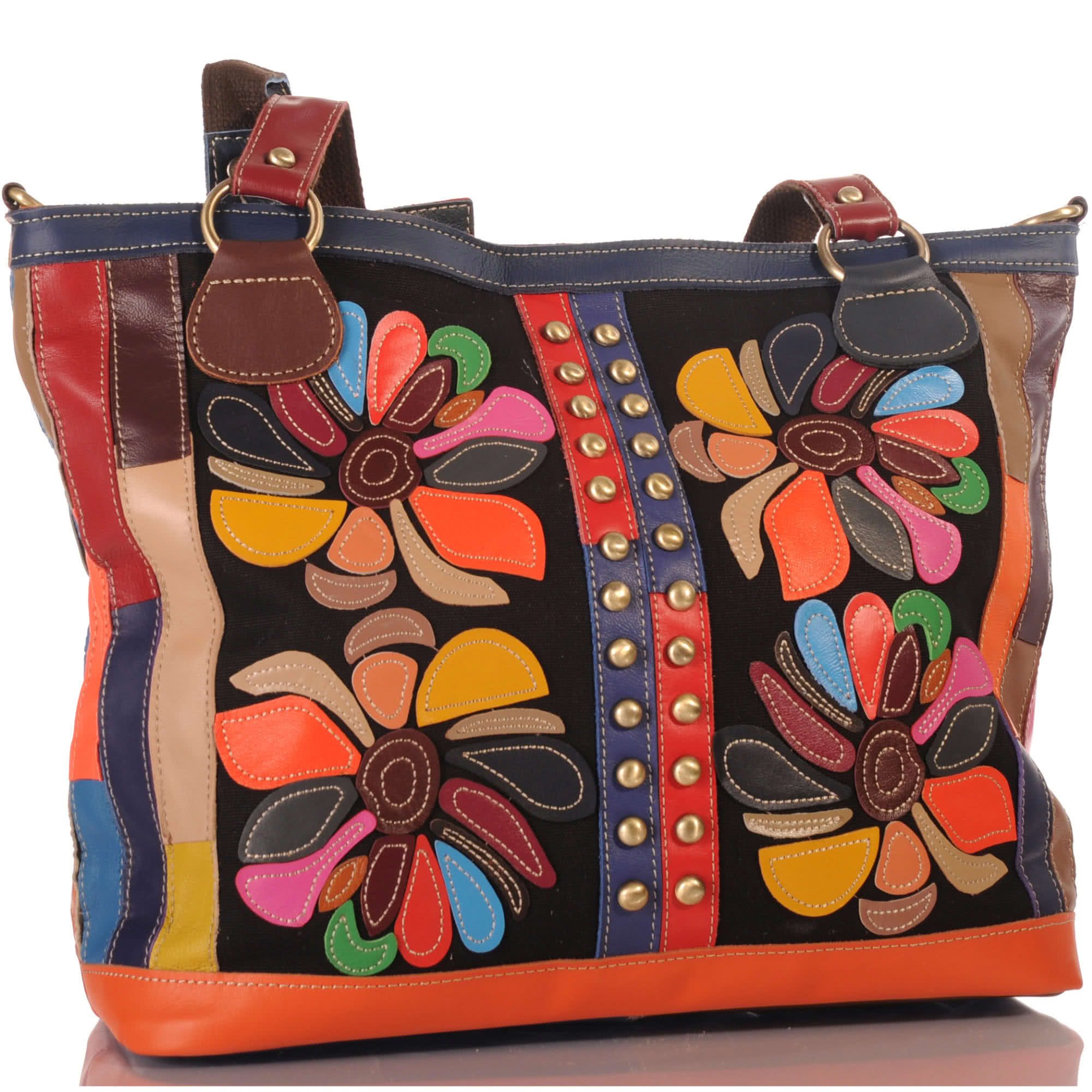 KMISSO Henkeltasche Damen Leder Patchwork Umhänge Henkel Schulter Tasche 30684 (1-tlg), im eleganten Look