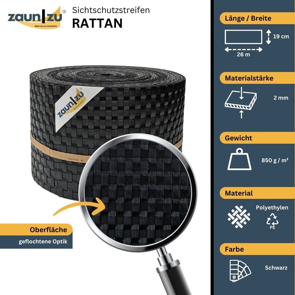 zaunzu Sichtschutzstreifen Rattan PE für Doppelstabmatten günstig online kaufen