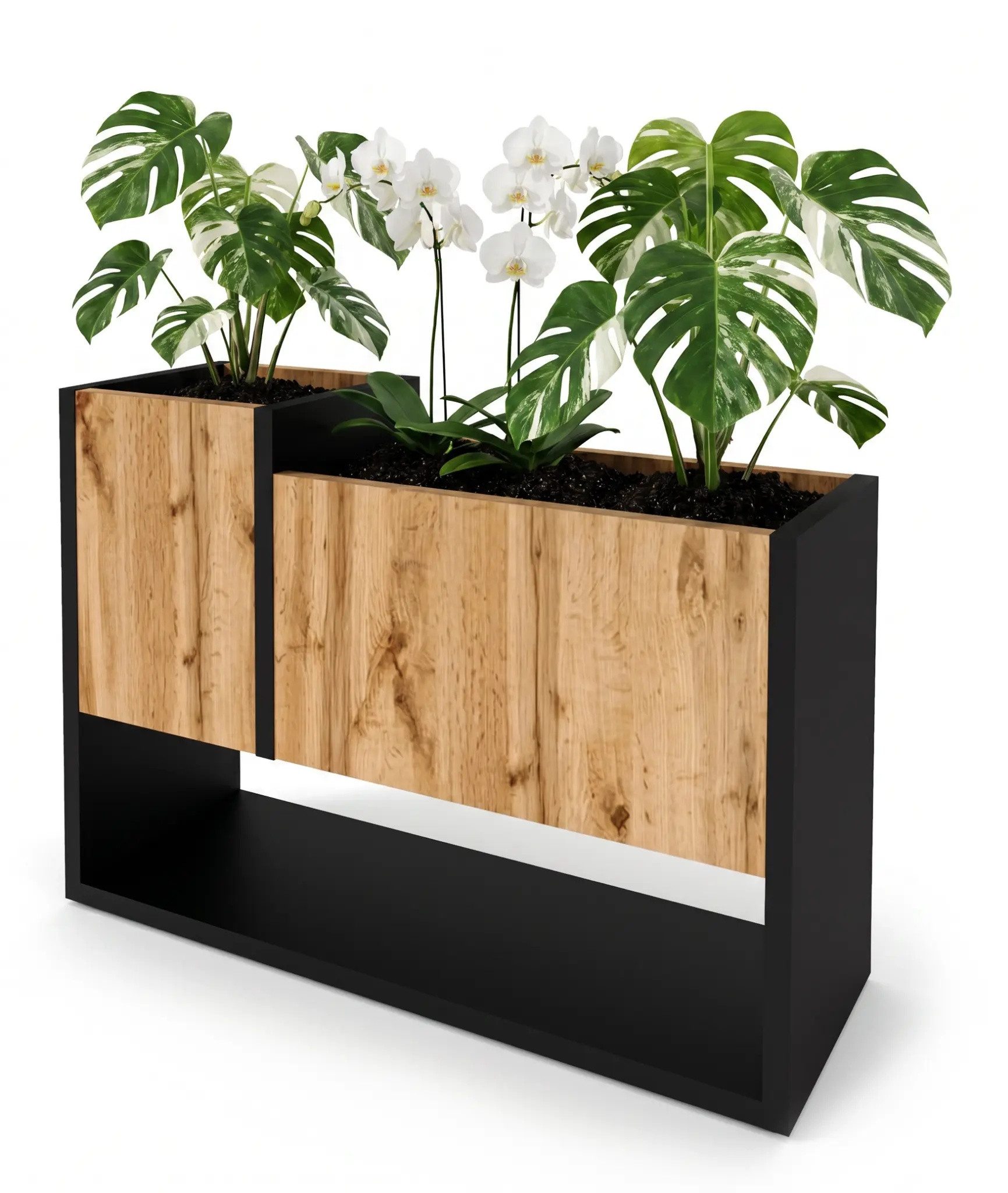TREND WERK Blumenständer Blumentopf Pflanzenregal Pflanzenständer Holzoptik Wohnzimmer (Einzelner Pflanzenständer Loft-Design 22,6x45x22,6 cm), 18mm Spanplatte kratzfest feuchtigkeitsresistent Laminat