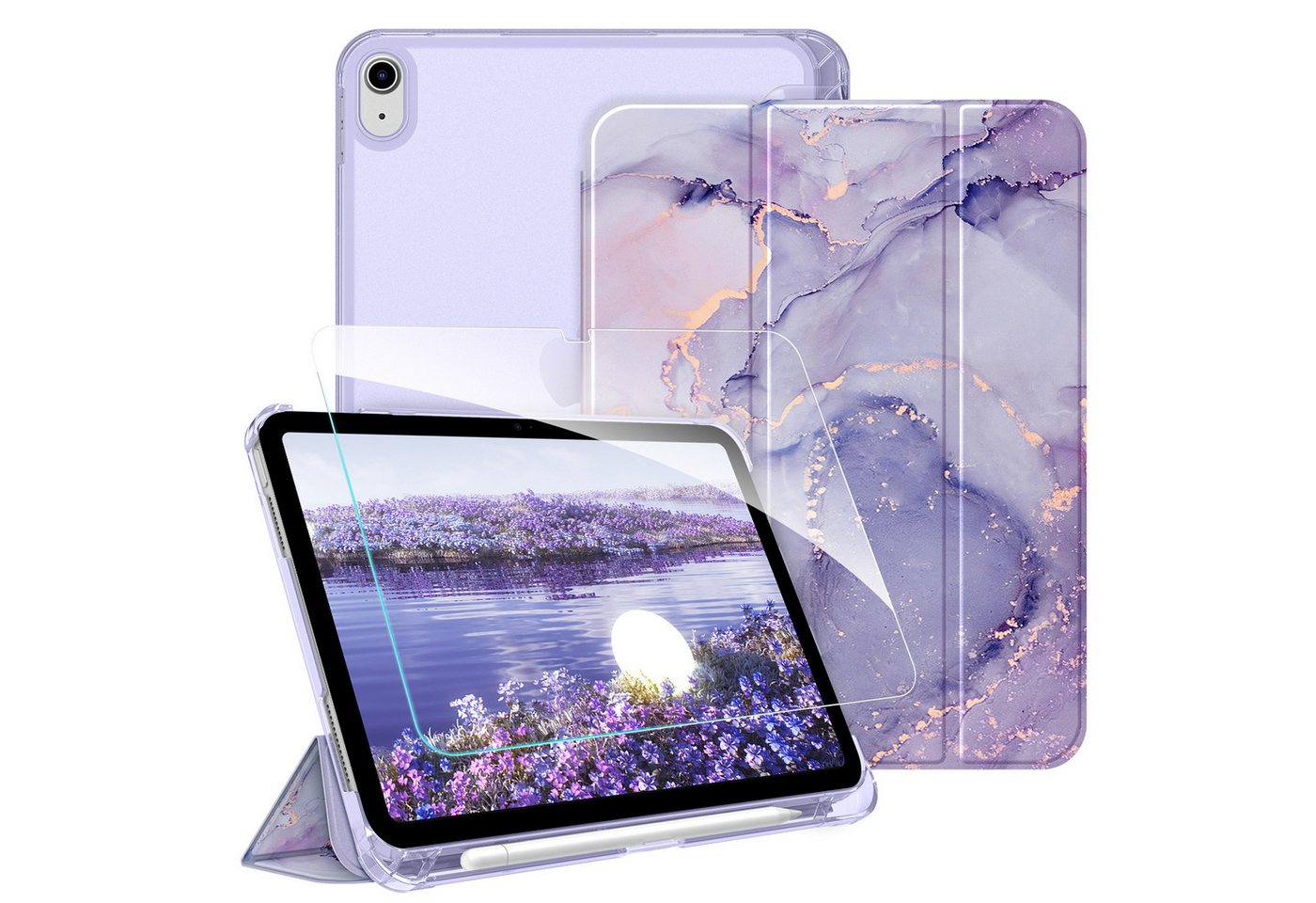 Fintie Tablet-Hülle für iPad 11 Generation 11'' 2025 (A16), iPad 10 Generation 10.9'' 2022, mit Schutzfolie-ultradünne transparente Rückseite Case mit Stifthalter