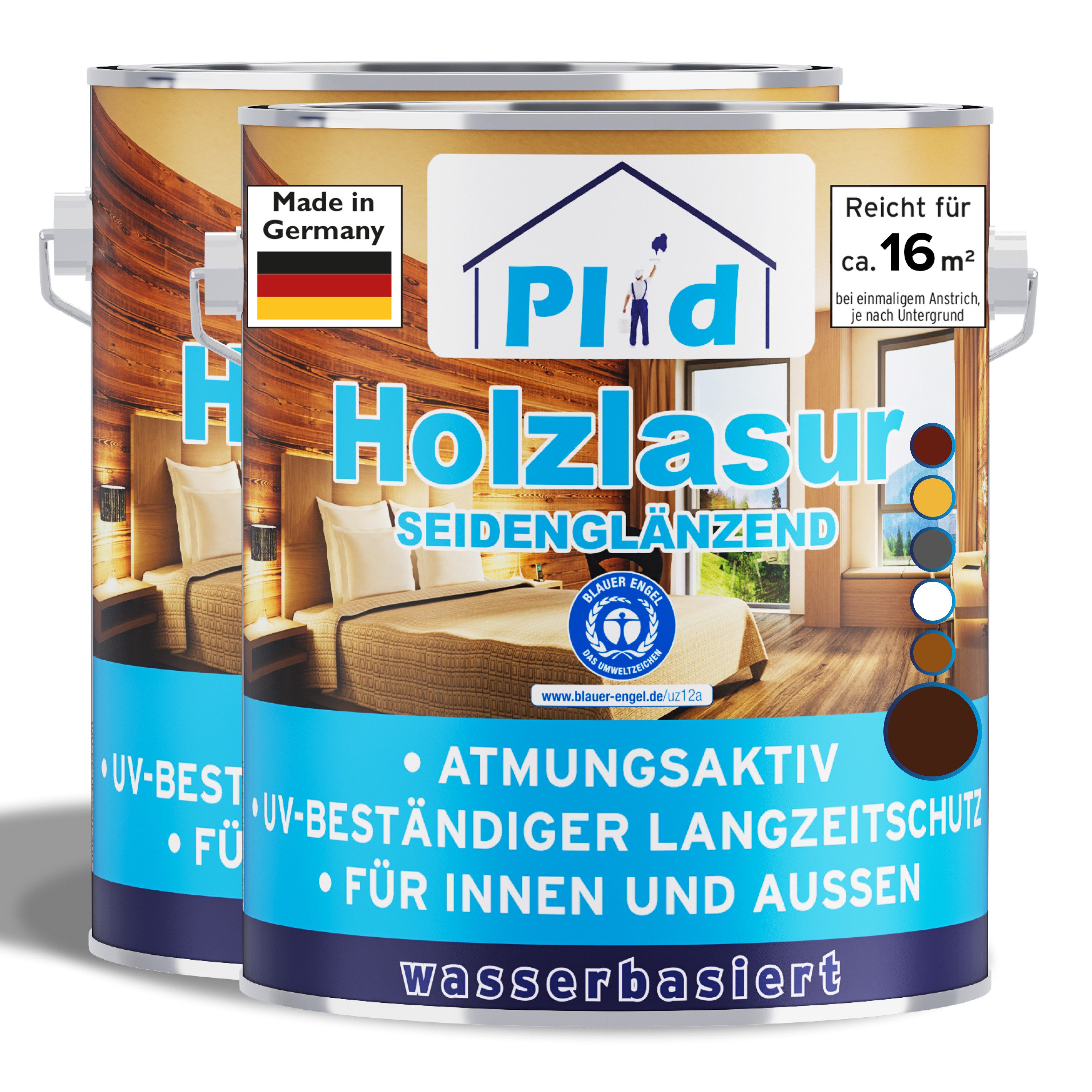 plid Holzschutzlasur Premium Holzschutzlasur Holzlasur Holzschutz Holzgrundierung Set, Schnelltrocknend