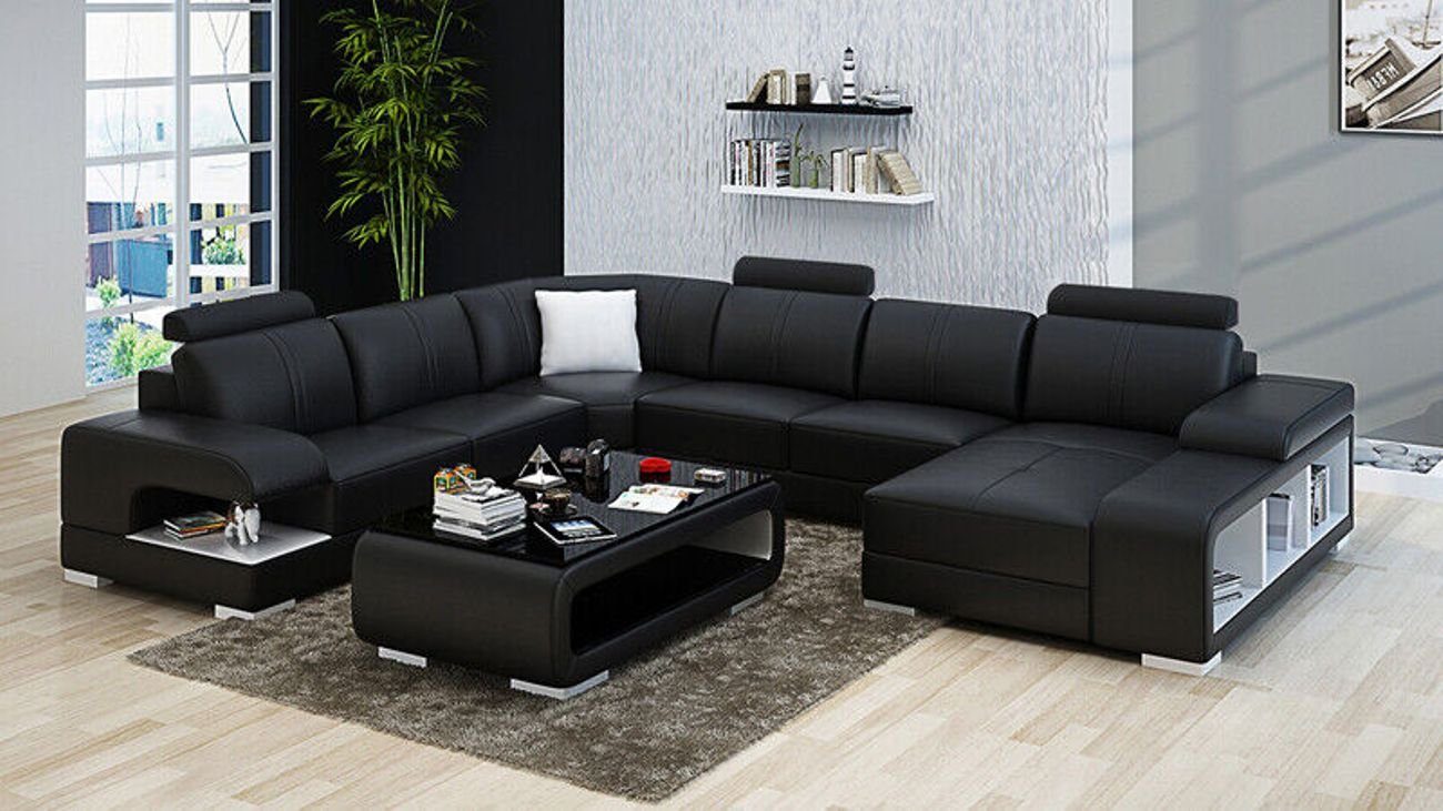 JVmoebel Ecksofa Ledersofa Couch Ecksofa Neu mit Modern Sofa Design Garnitur USB