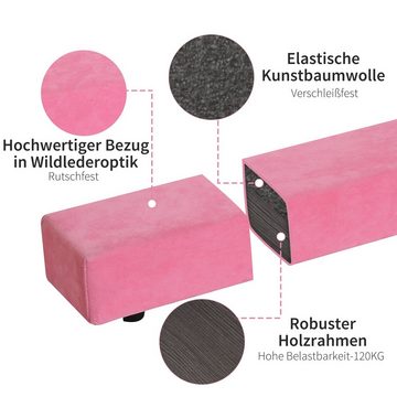 HOMCOM Balancetrainer Balance Beam Klappbarer Turnbalken Balancierbalken bis 120 kg Rosa, 210L x 10B x 6.5H cm