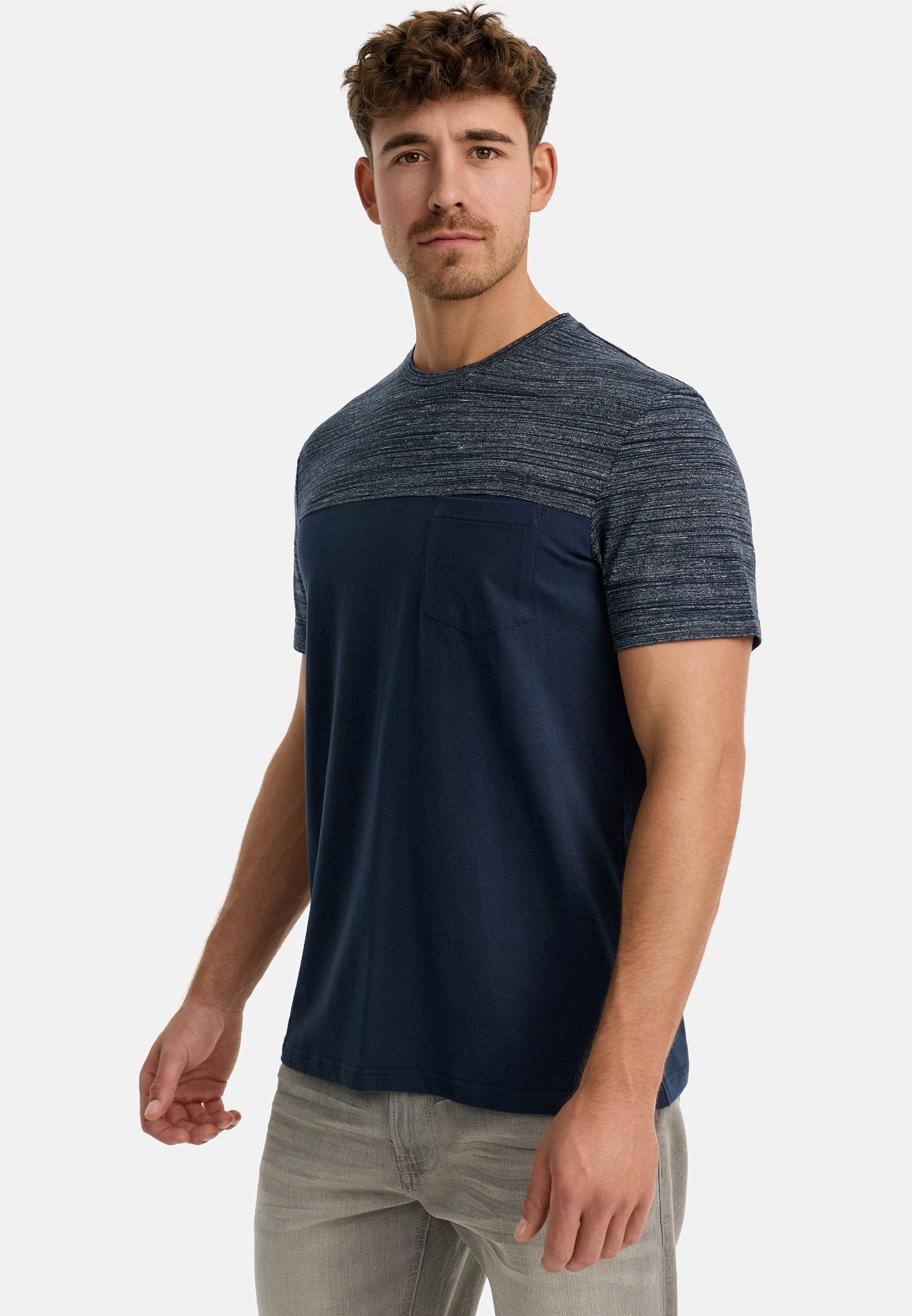 Indicode T-Shirt Herren INSprings Shirt Tee Herrenshirt mit dezenter Brustt günstig online kaufen