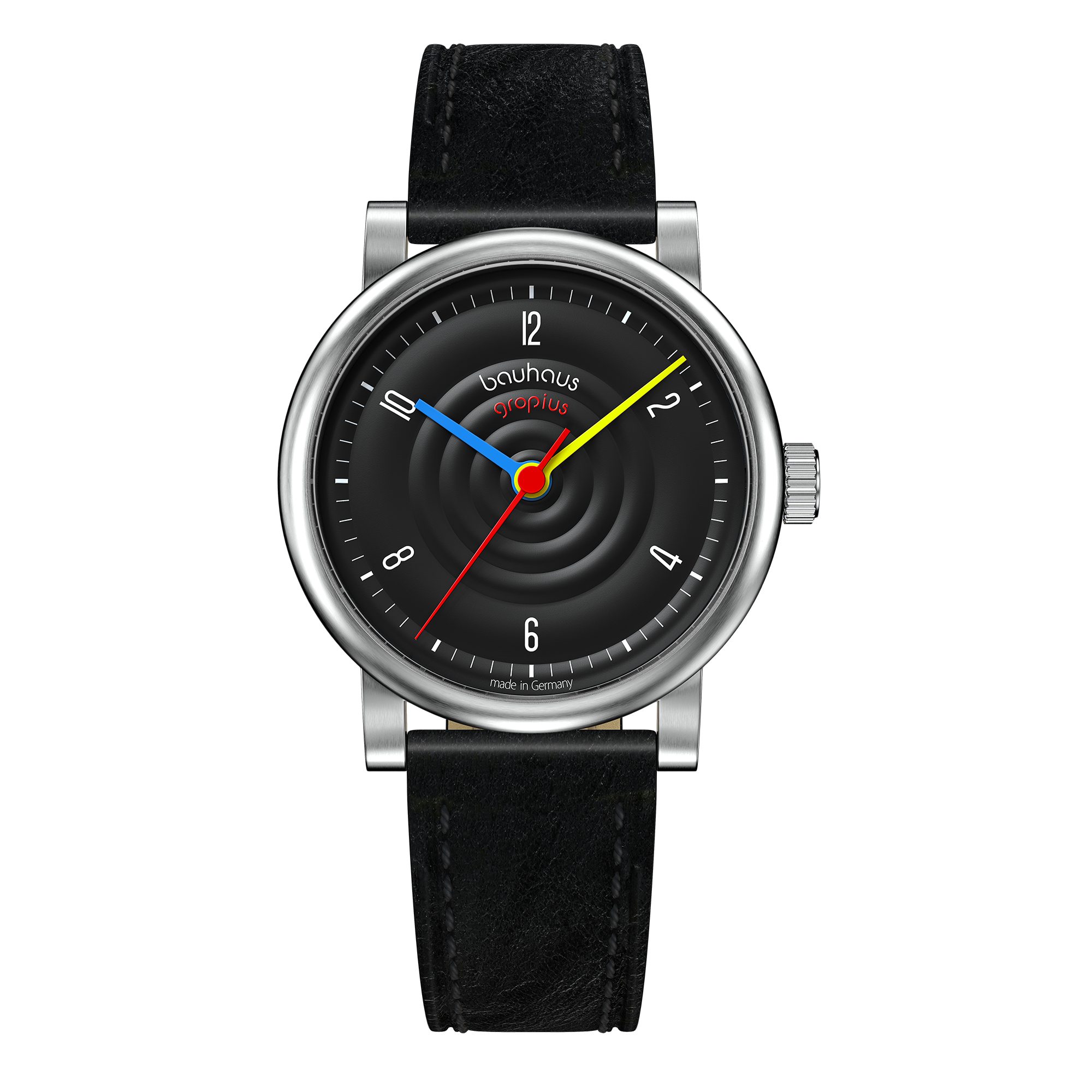 Walter Gropius Automatikuhr Made in Germany, Saphirglas, Sound of Bauhaus Automatik - WGA 802-02, Designeruhr, Lederarmband mit Easy-Release System, Edelstahlgehäuse