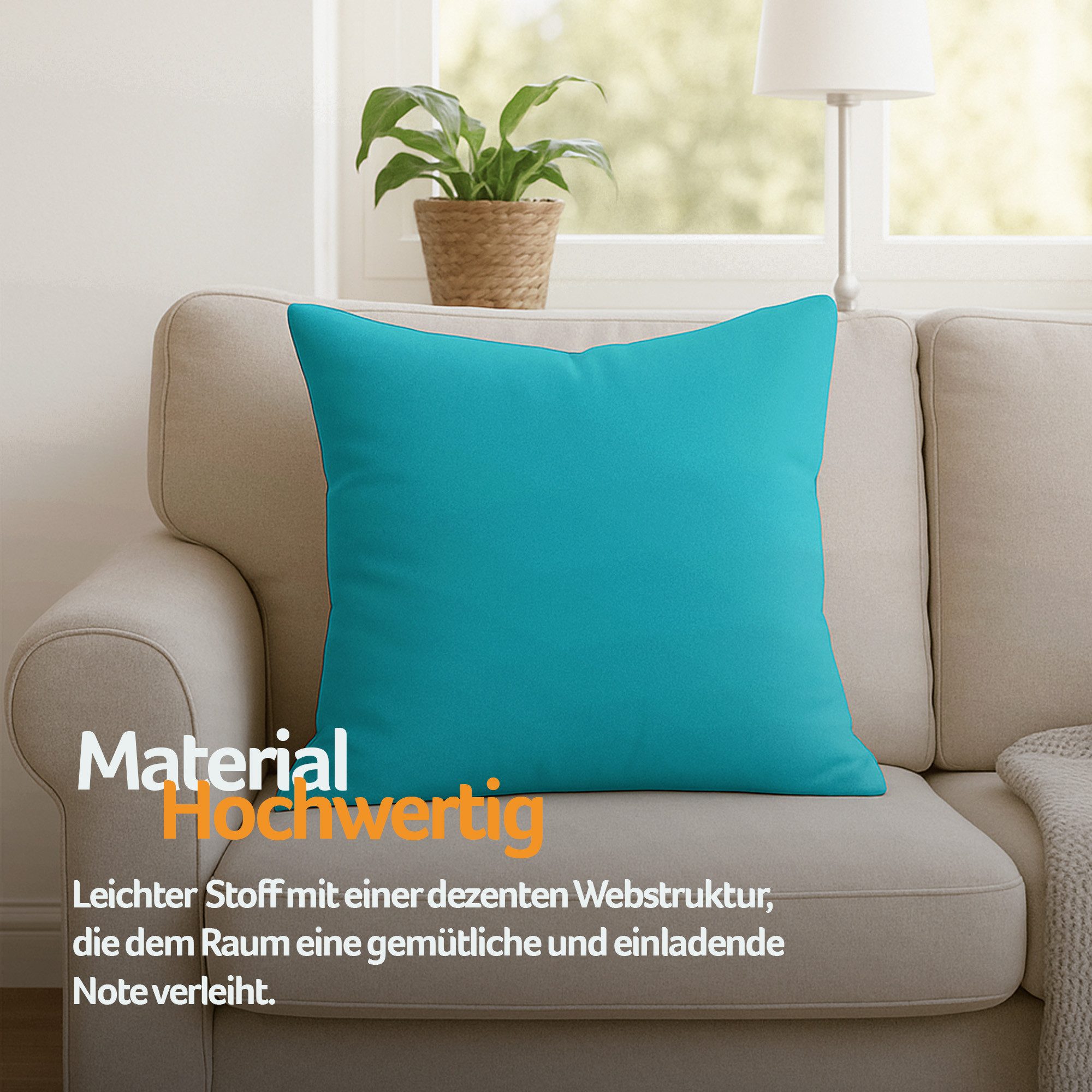 Bestlivings Kissenbezüge „Ellen“ mit Reißverschluss, Unifarben, verschiedene Größen und Farben, 100% Mikrofaser, waschbar bei 30°C