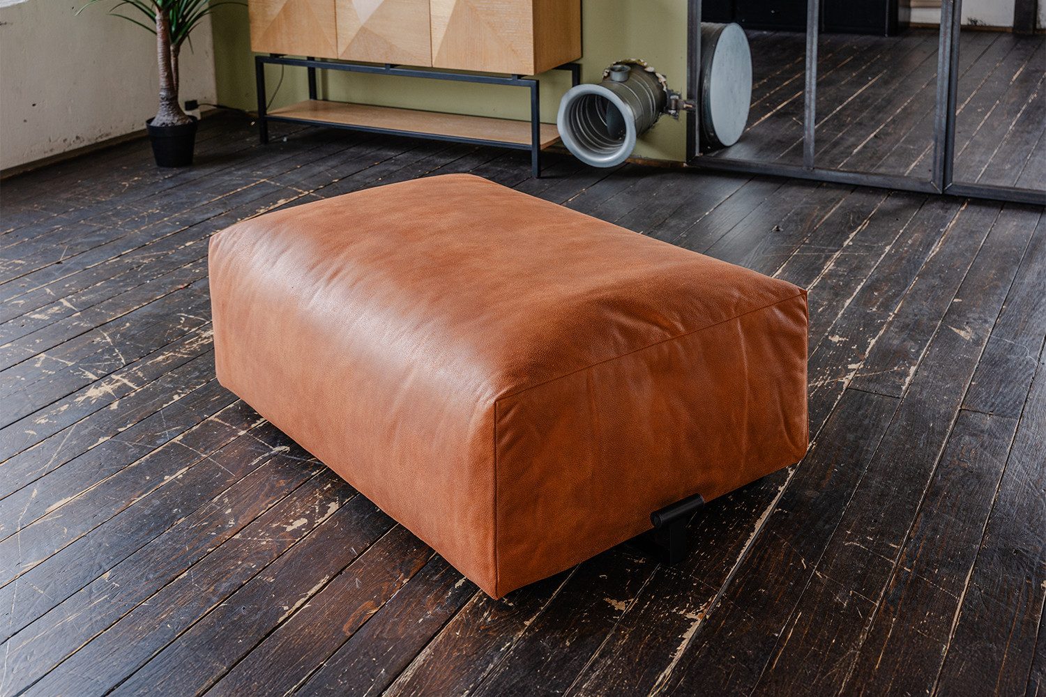 KAWOLA Polsterhocker MIA Sitzelement Lederfaserstoff – Modul für Sofa – modern, Edle Lederoptik, pflegeleicht & kombinierbar mit weiteren MIA Modulen – Bild 2 von 5