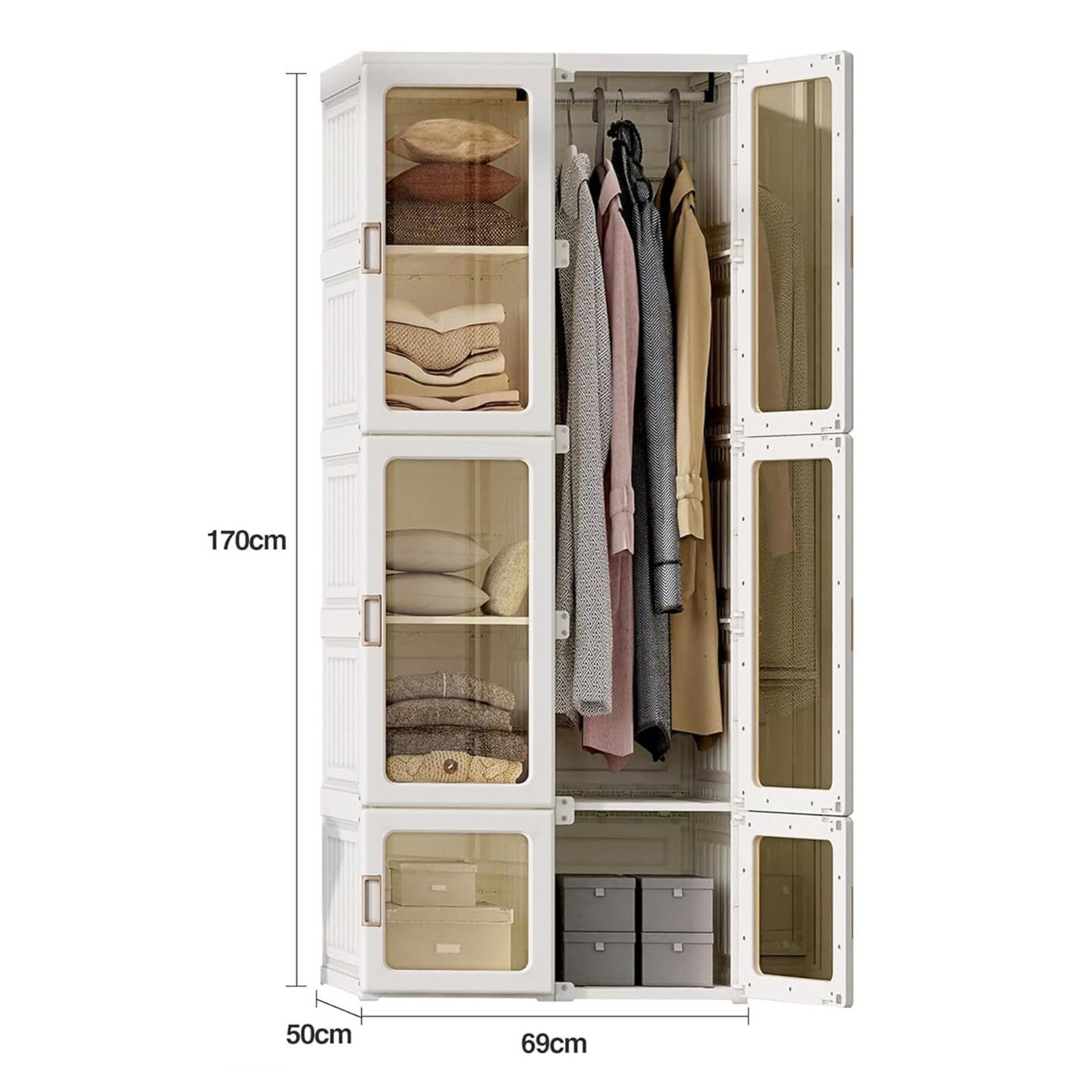 Dripex Kleiderschrank Faltbarer Schrank, Mehrzweckschrank, mit magnetische Türen Einfache Montage, faltbar