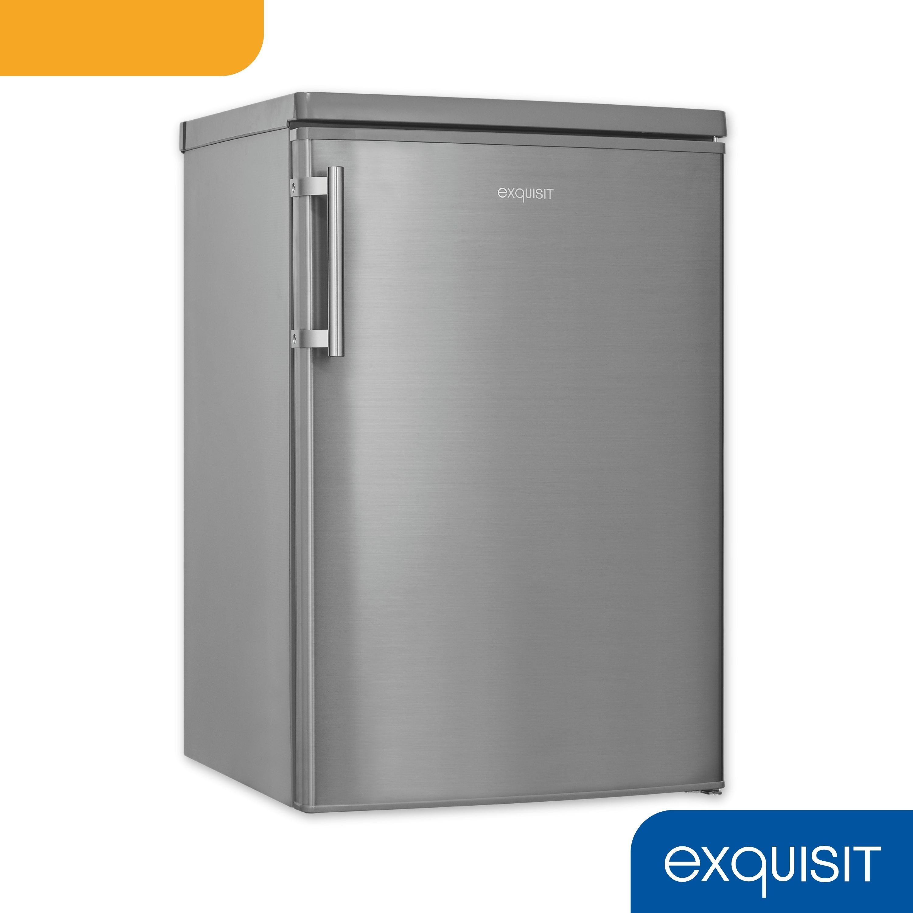exquisit Kühlschrank KS16-4-HE-040C inoxlook, 85,5 cm hoch, 55 cm breit, Flexibler Stauraum, 4 Sterne Gefrieren-18 °C, Schnellgefrieren, LED