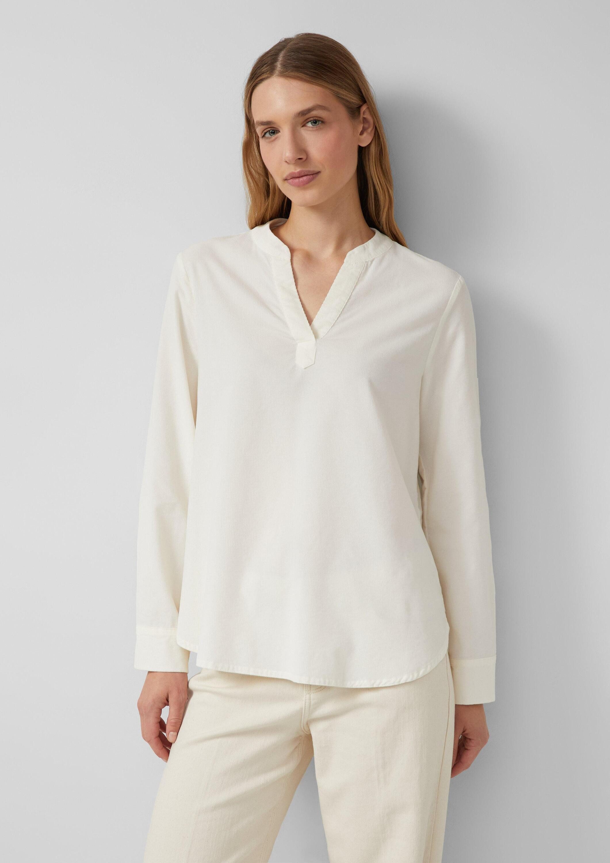 s.Oliver Langarmbluse Bluse Feincord-Bluse mit Turn-up und Raffung am Rücke günstig online kaufen