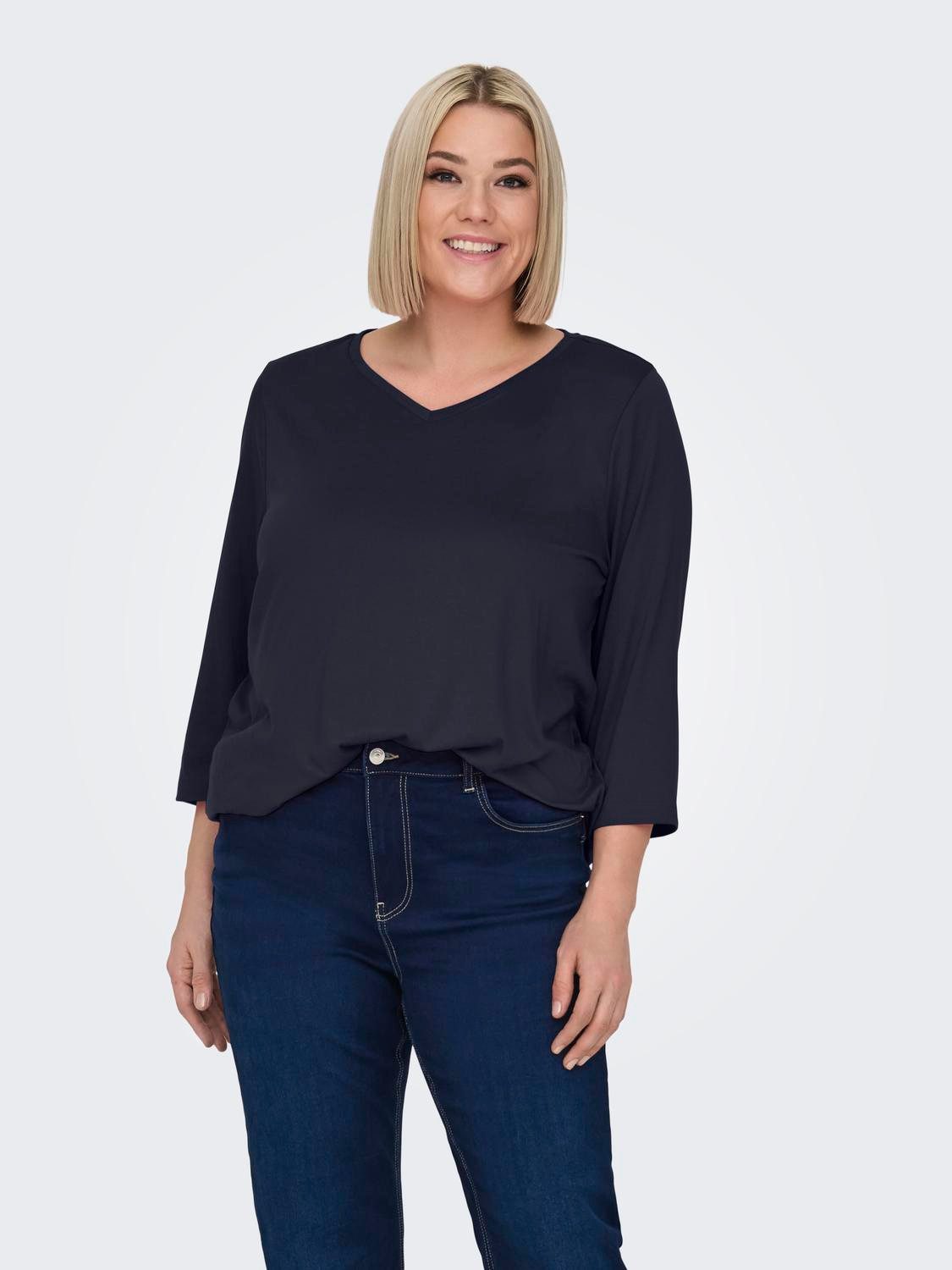 ONLY CARMAKOMA 3/4-Arm-Shirt CARCARLINNE V-NECK 3/4 günstig online kaufen