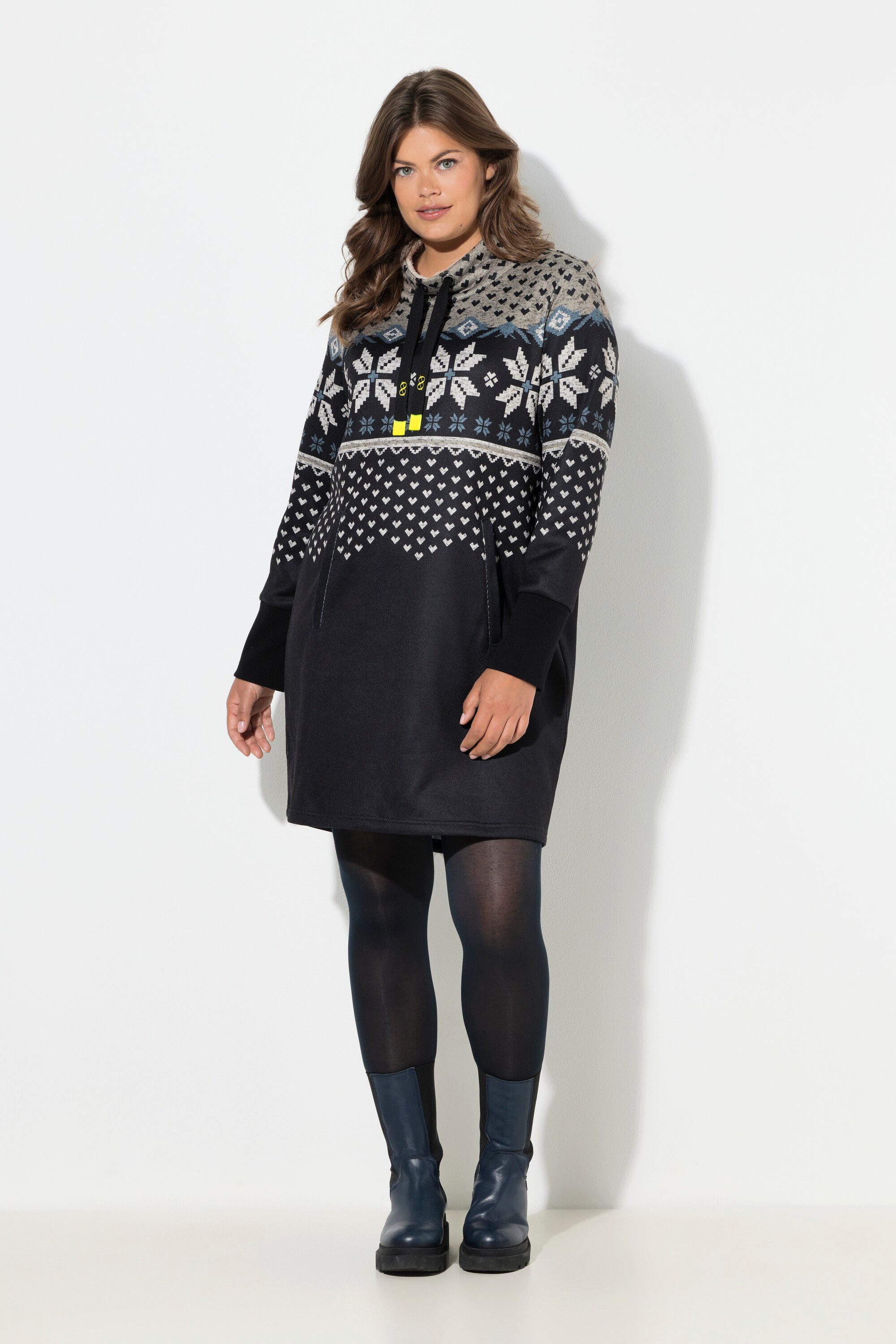 Laurasøn Midikleid Norweger-Strick Fleece Kleid Langarm günstig online kaufen
