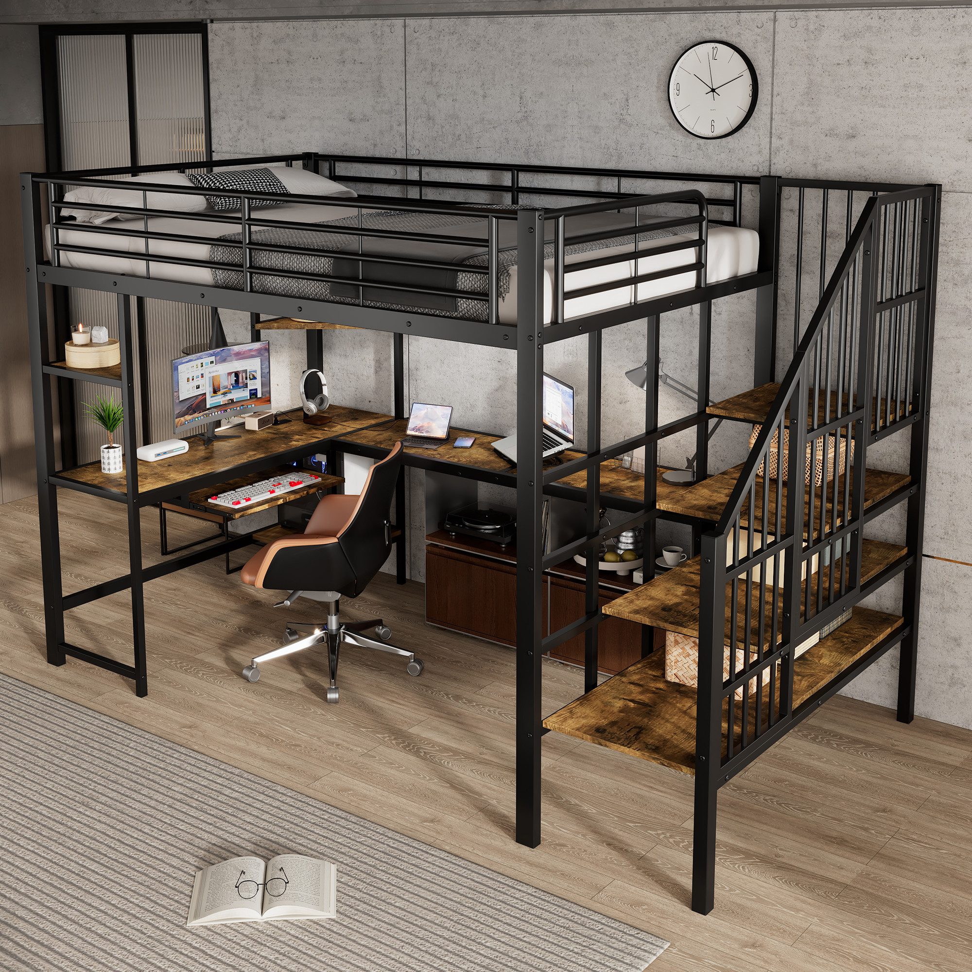 Odikalo Hochbett 120x200 Metallbett Kinderbett Jugendbett günstig online kaufen