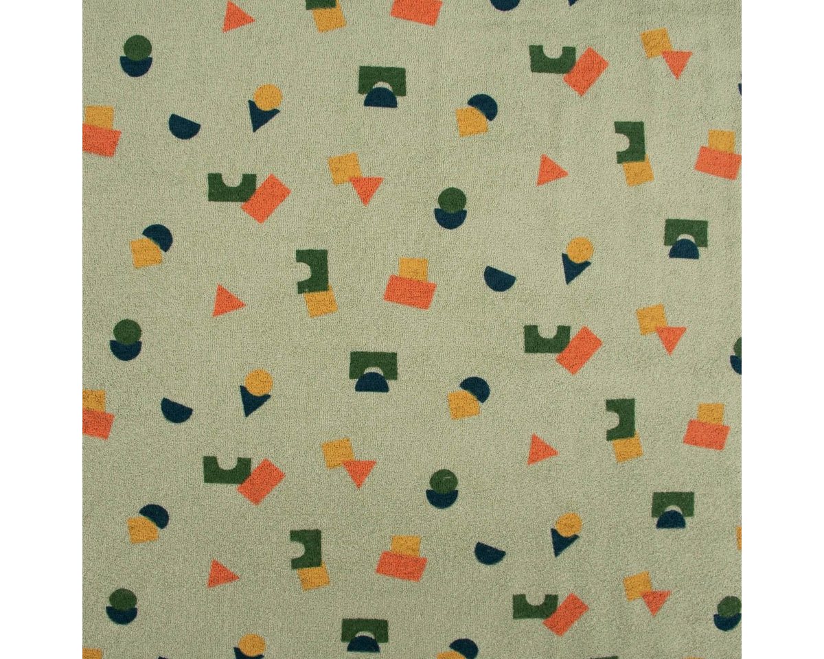 Thumbnail - SCHÖNER LEBEN. Stoff Frotteestoff Stretch Frottee Geometrie Bauklötze grün orange blau oc, allergikergeeignet