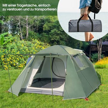 COSTWAY Wurfzelt Campingzelt, Personen: 4, mit Vordach & Doppelschicht, 250x410x145cm