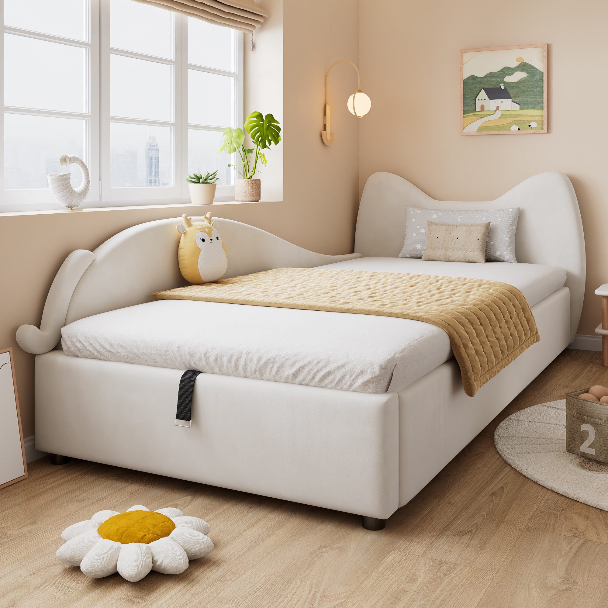 STILVORA Schlafsofa 90×200 mit Seitenplatte,Kinderbett Bettgestell mit Bett günstig online kaufen