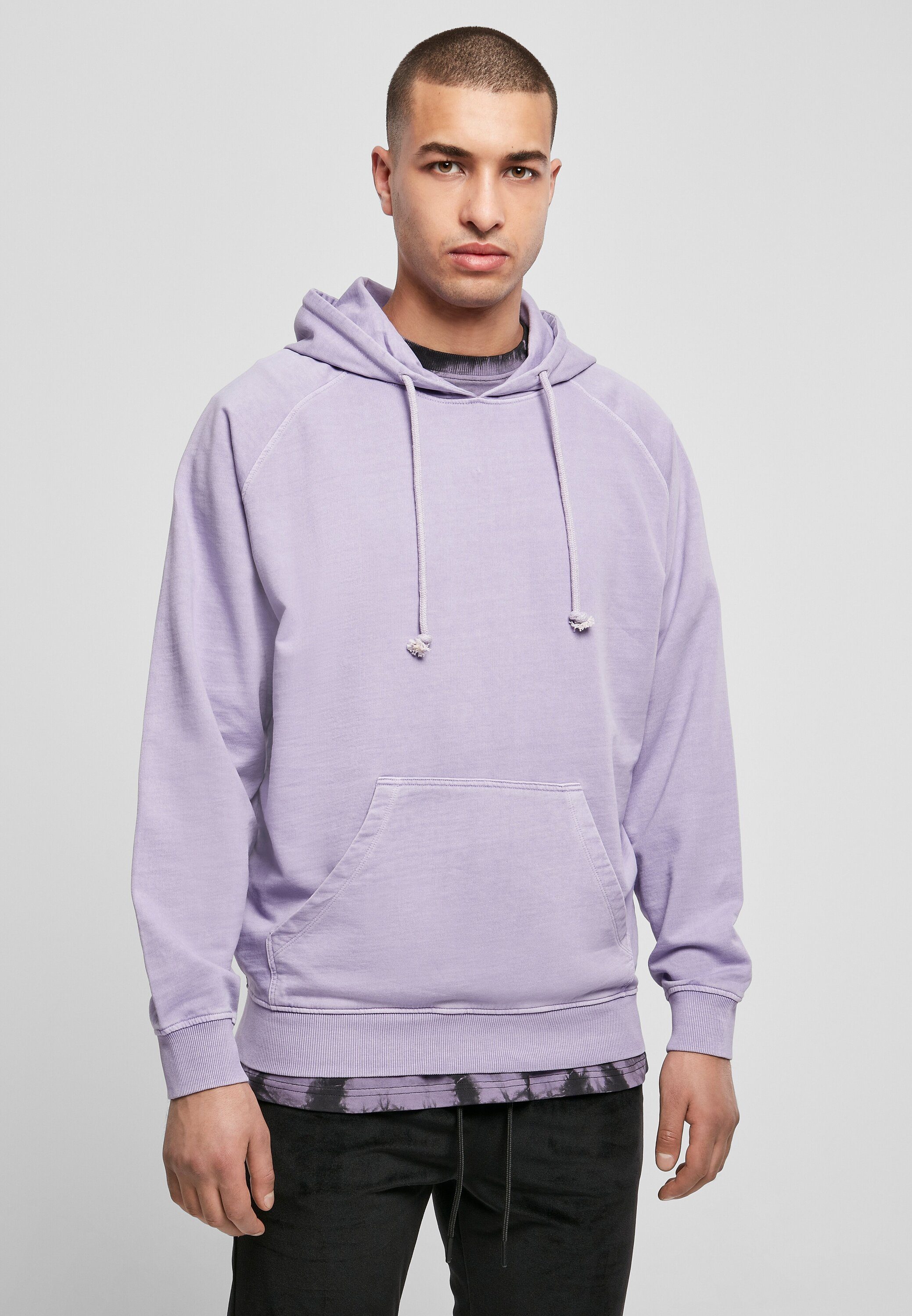 URBAN CLASSICS Sweater Herren (1-tlg) Hoody lavender Overdyed