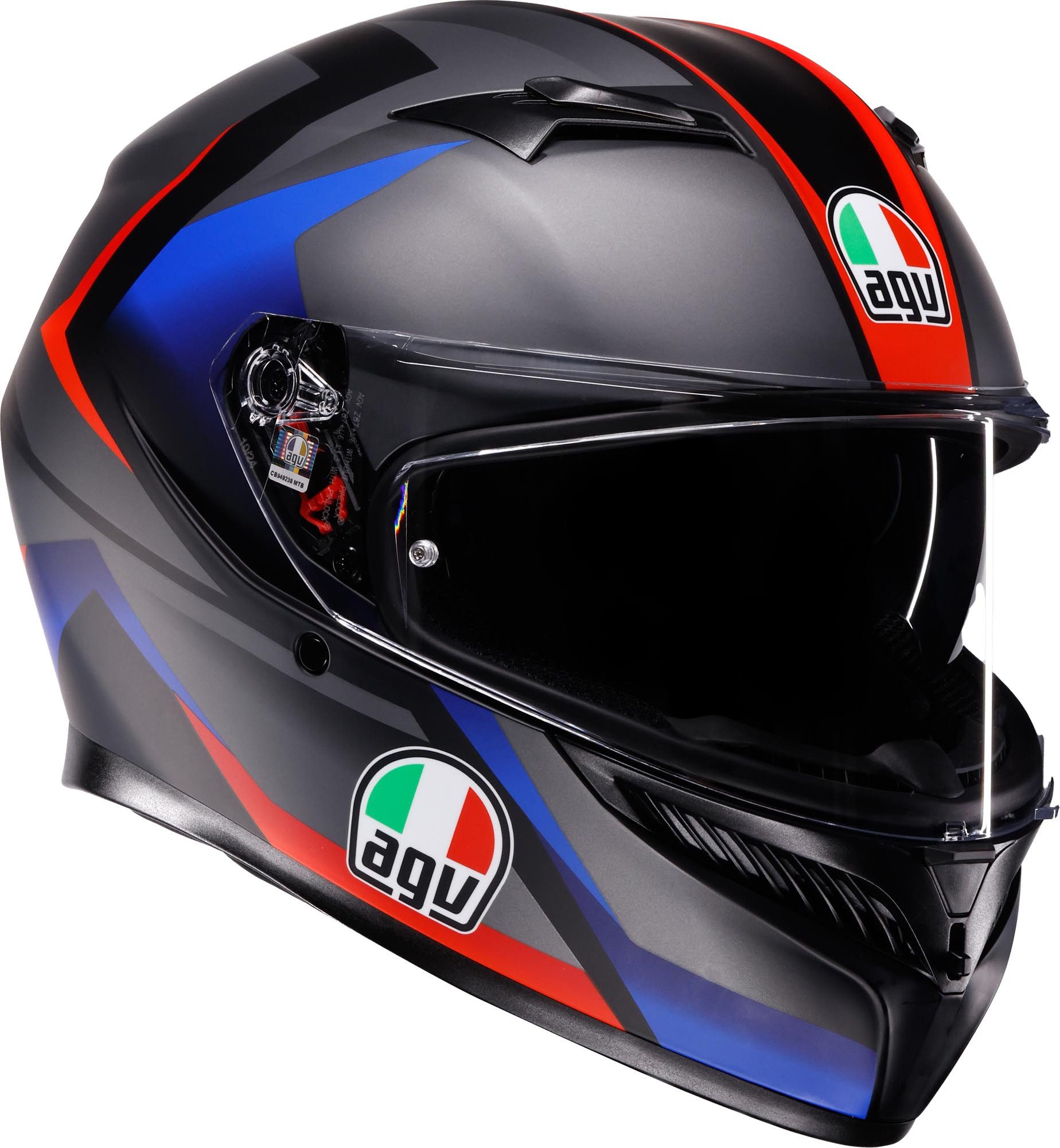 AGV Motorradhelm K3 Striga Helm, geeignet für Brillenträger,Pinlockscheibe enthalten,integriertes