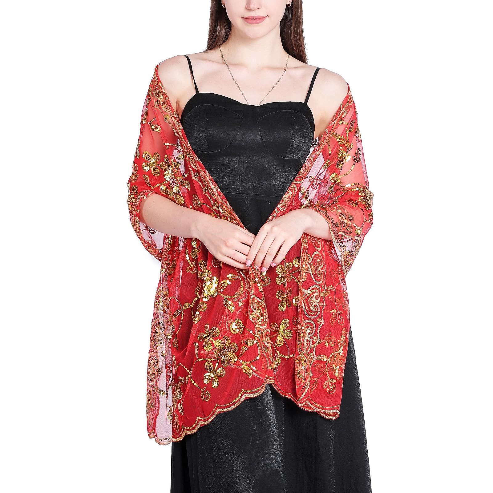 Zaewry Modeschal Schals und Tücher für Abendkleider – Elegante, transparente Damen, Jahre mit Blumenmuster, ideal für Hochzeiten