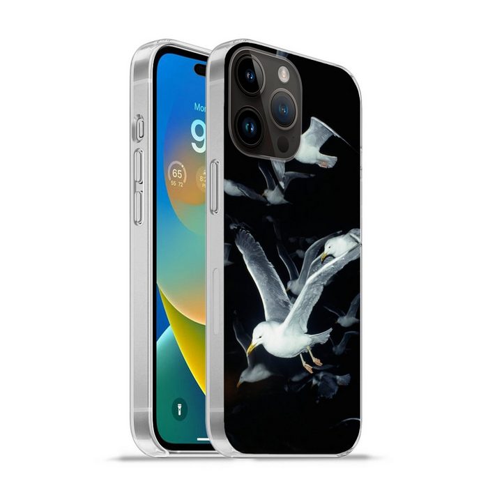 MuchoWow Handyhülle Vogel - Schwarz - Schwarm Handyhülle Telefonhülle Apple iPhone 14 Pro Max