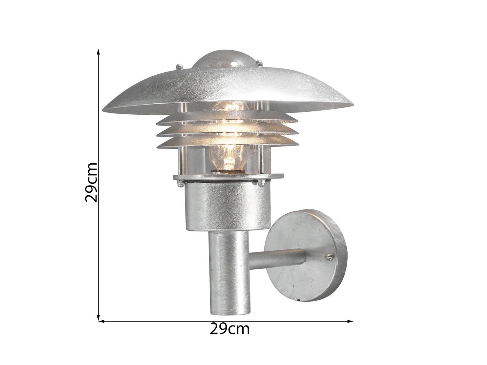 KONSTSMIDE LED Außen-Wandleuchte, LED wechselbar, warmweiß, Wand-Laterne rostfrei, Terrassenleuchten Haus-wand, Silber H: 29cm
