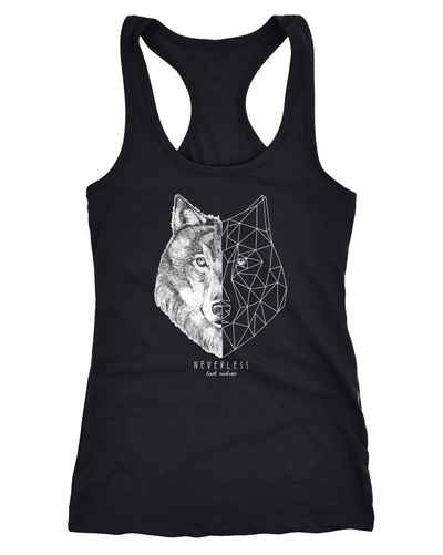 Neverless Tanktop Damen Tank-Top Wolf Polygon Kunst Grafik Tiermotiv Printshirt Fashion Streetstyle Racerback Neverless®