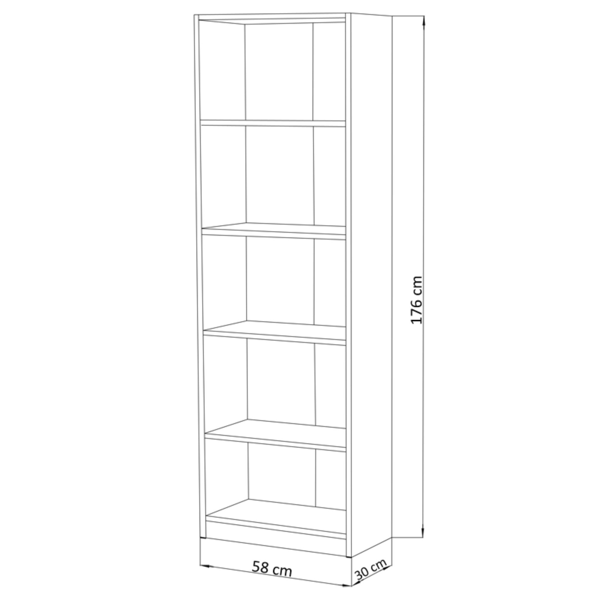 Home Collective Bücherregal mit 5 Ebenen Regal in matter Ausführung 58 cm breit, Standregal, strapazierfähige Laminatplatte, 16 mm dick, mit 4 Einlegeböden, ide – Bild 3 von 3