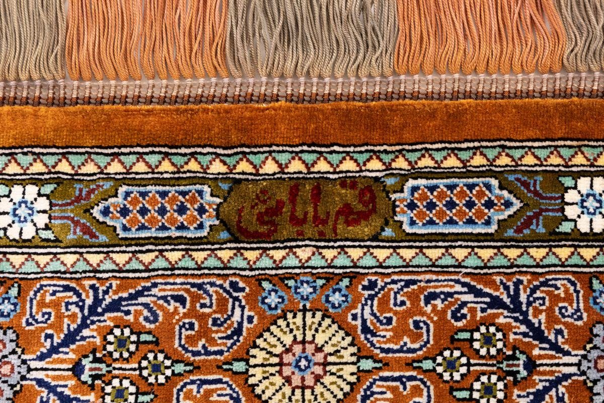 Seidenteppich Ghom Seide Signiert Babaei Nain 100x100 Orientteppich, 3 rechteckig, Höhe: Handgeknüpfter mm Trading