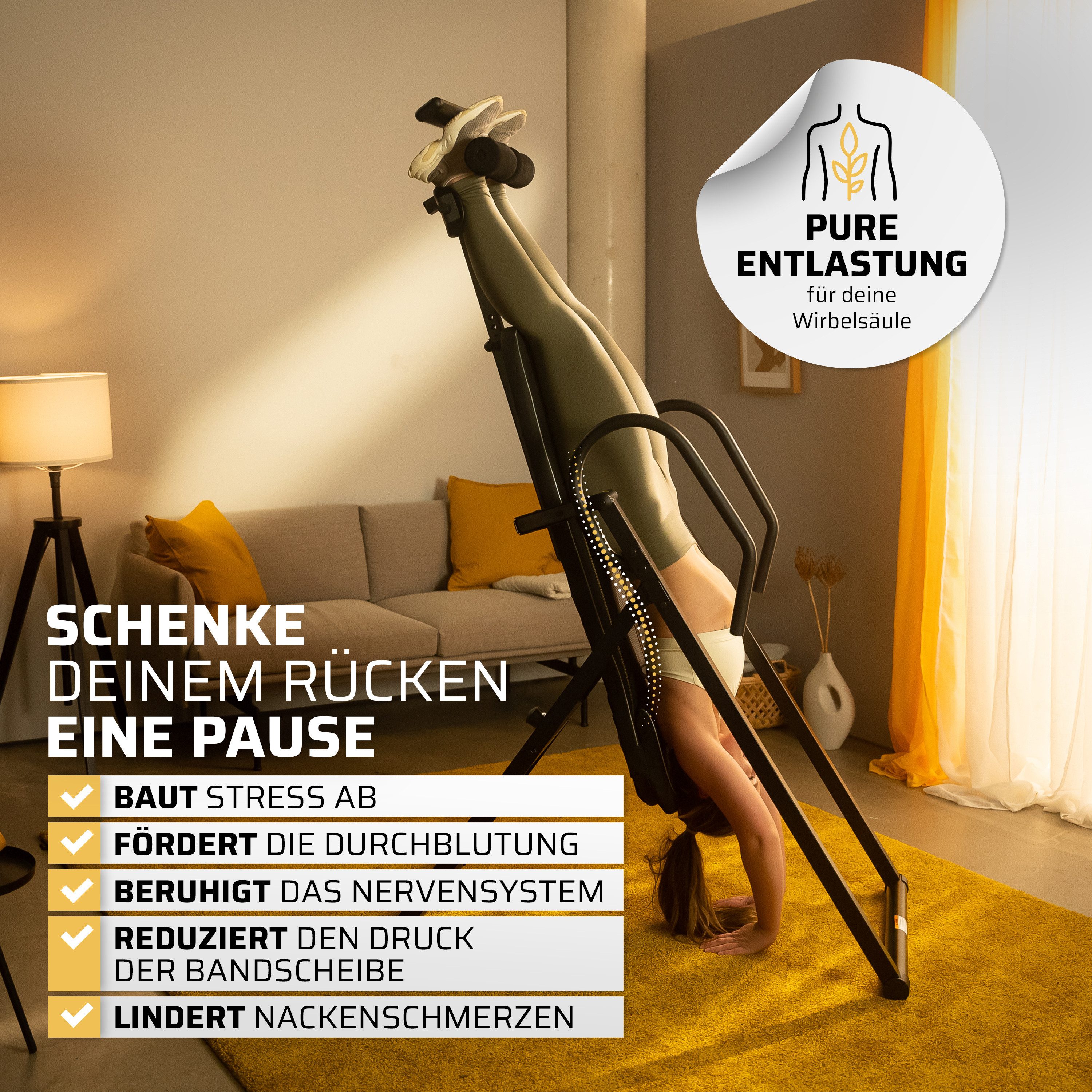 SportPlus Rückentrainer SP-INV-010-B, Inversionsbank, Rückentrainer, Schwerkrafttrainer