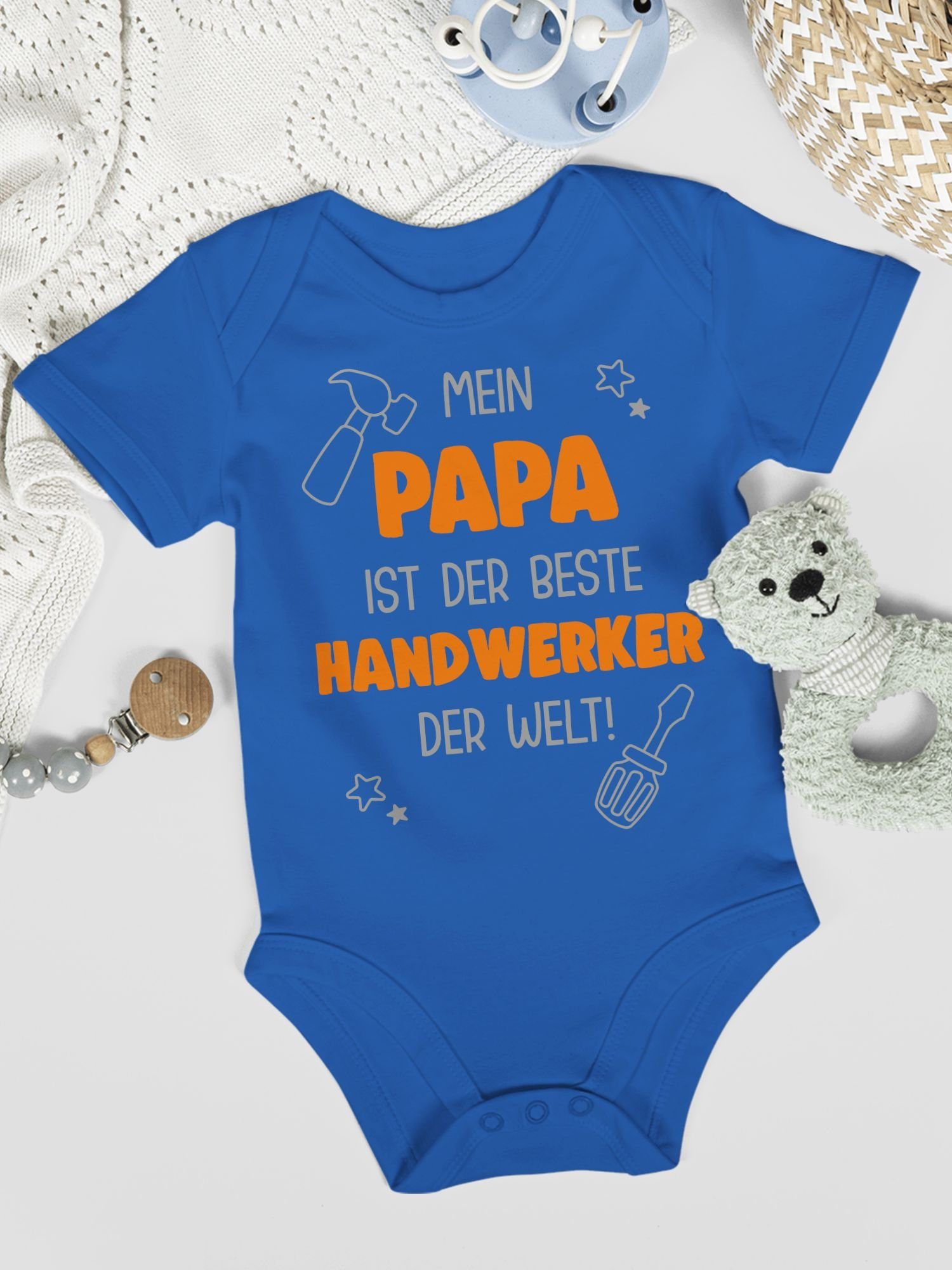 der Papa 2 Welt ist Royalblau Shirtracer gemischt beste der Handwerker Mein Bunt Baby Shirtbody