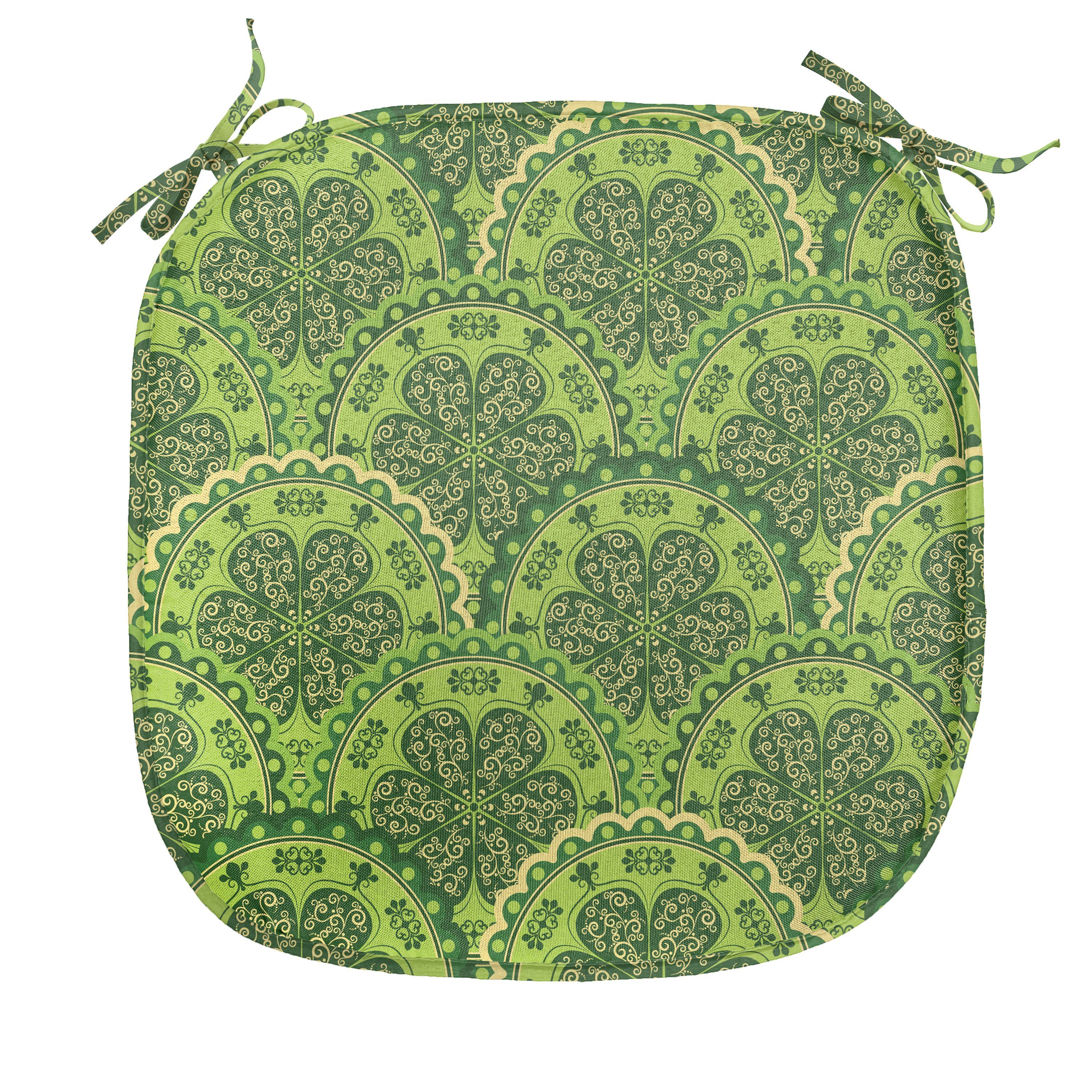 Abakuhaus Stuhlkissen Dekoratives wasserfestes Kissen mit Riemen für Küchensitze, Mandala Floral Kreise Blätter